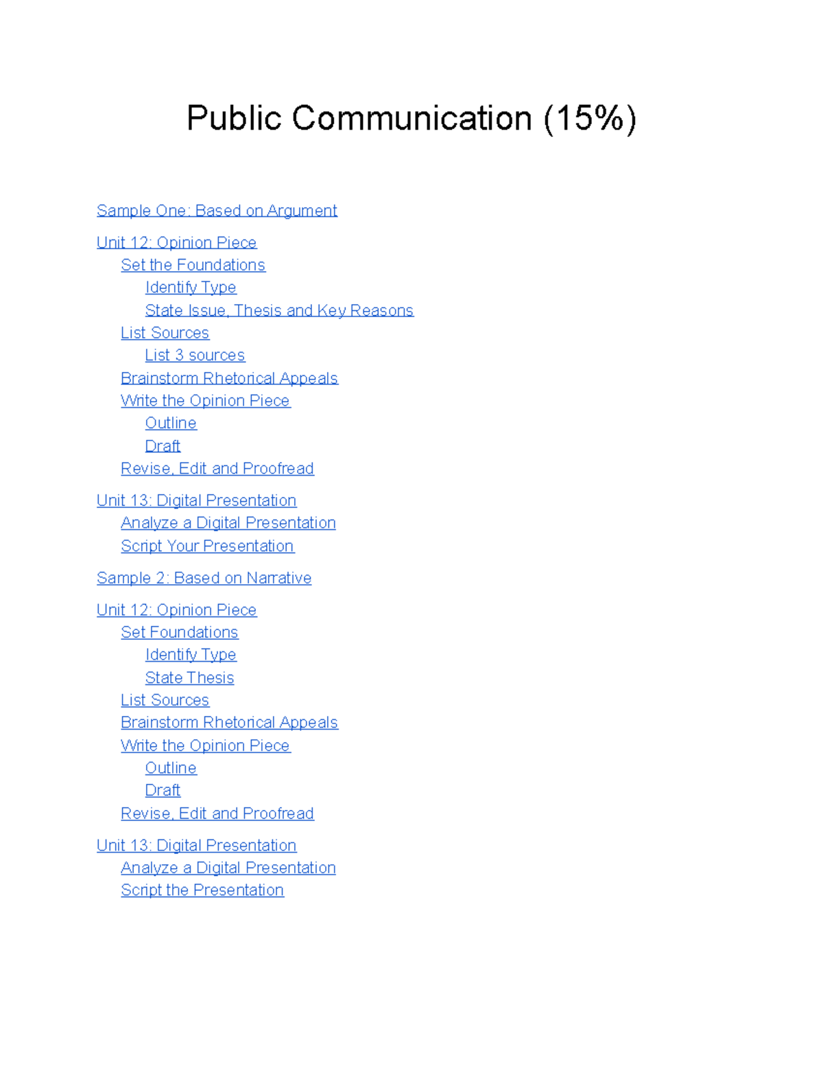 Sample Public Communication Project - Public Communication (15%) Sample ...