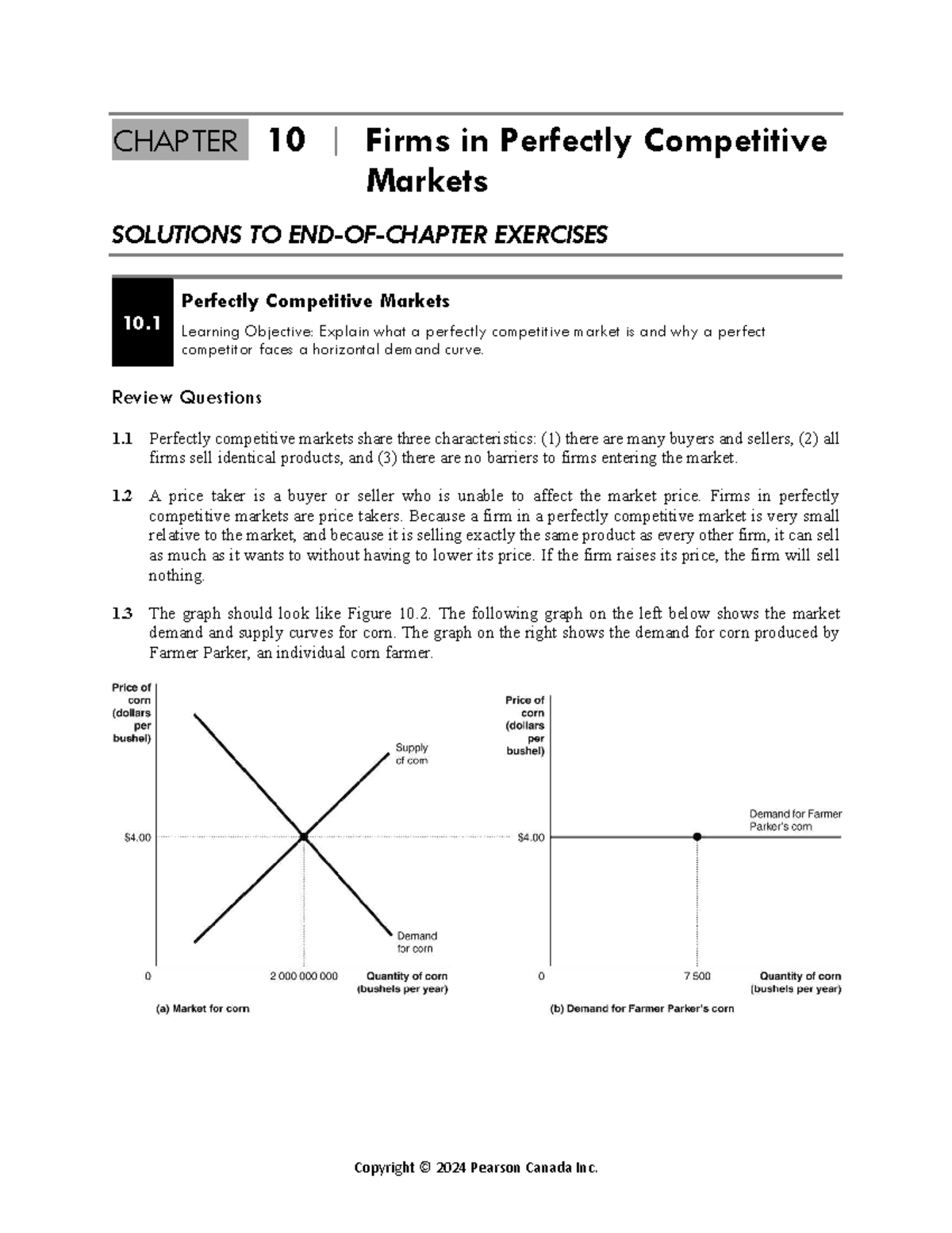 CHAPTER 10 Firms in Perfectly Competitive Markets: Solutions & Insights ...