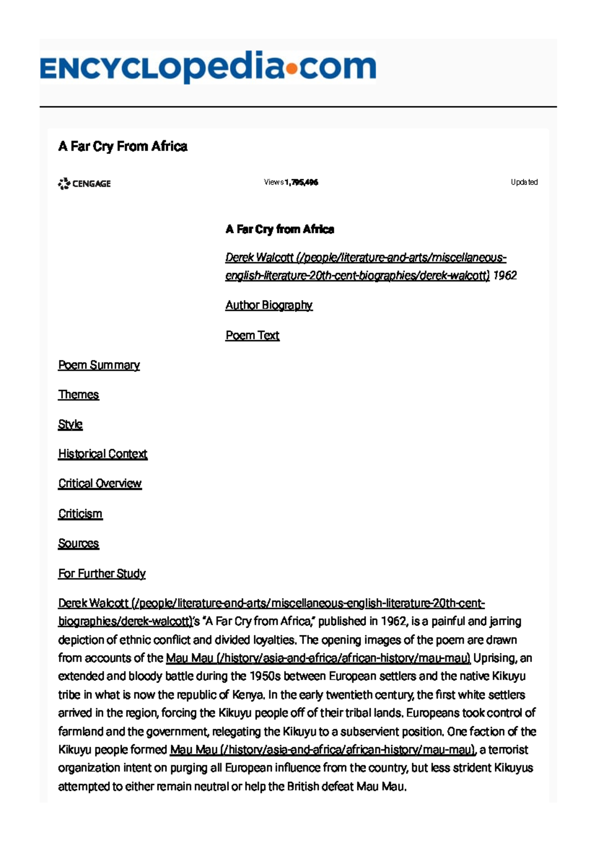 A Far Cry from Africa(En) - A Far Cry from Africa Derek Walcott ...
