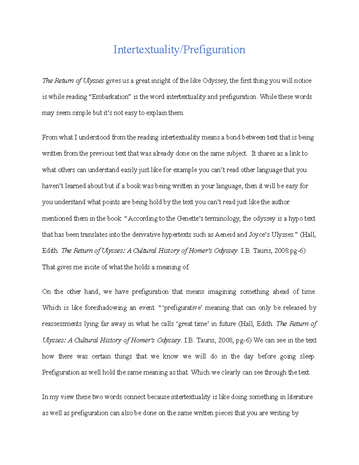 Intertextuality and Prefiguration: Insights from The Return of Ulysses ...