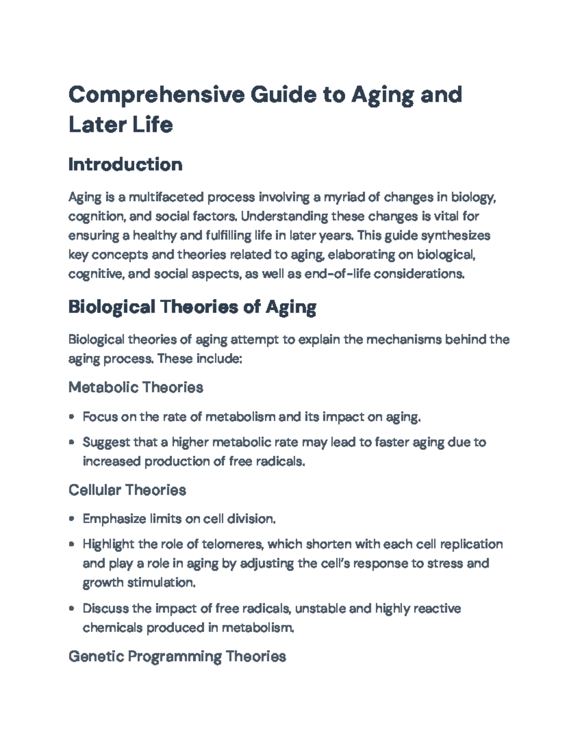 Comprehensive Guide to Aging and Later Life: Key Concepts & Theories ...
