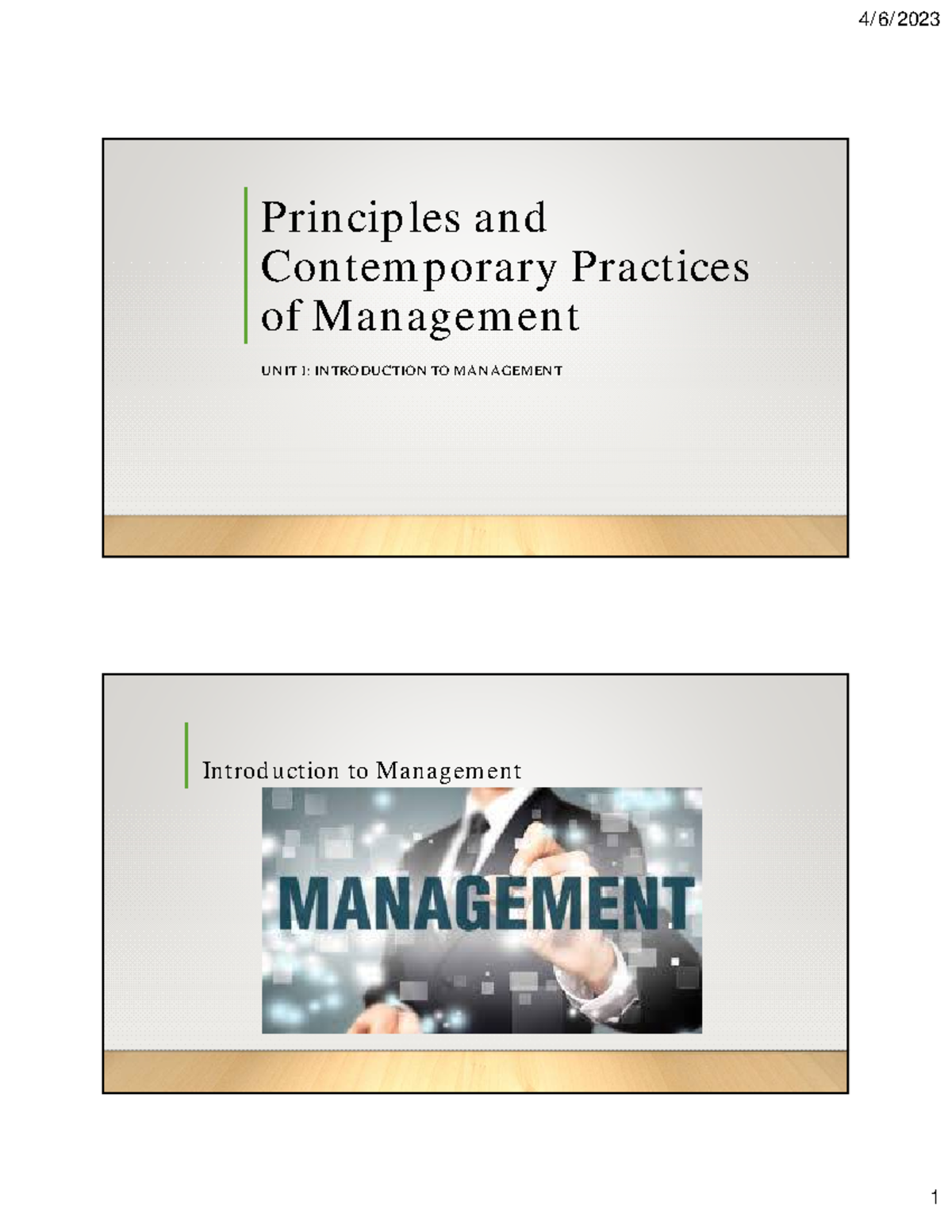 Principles of Management (MGT101) - Unit 1: Introduction to Management ...
