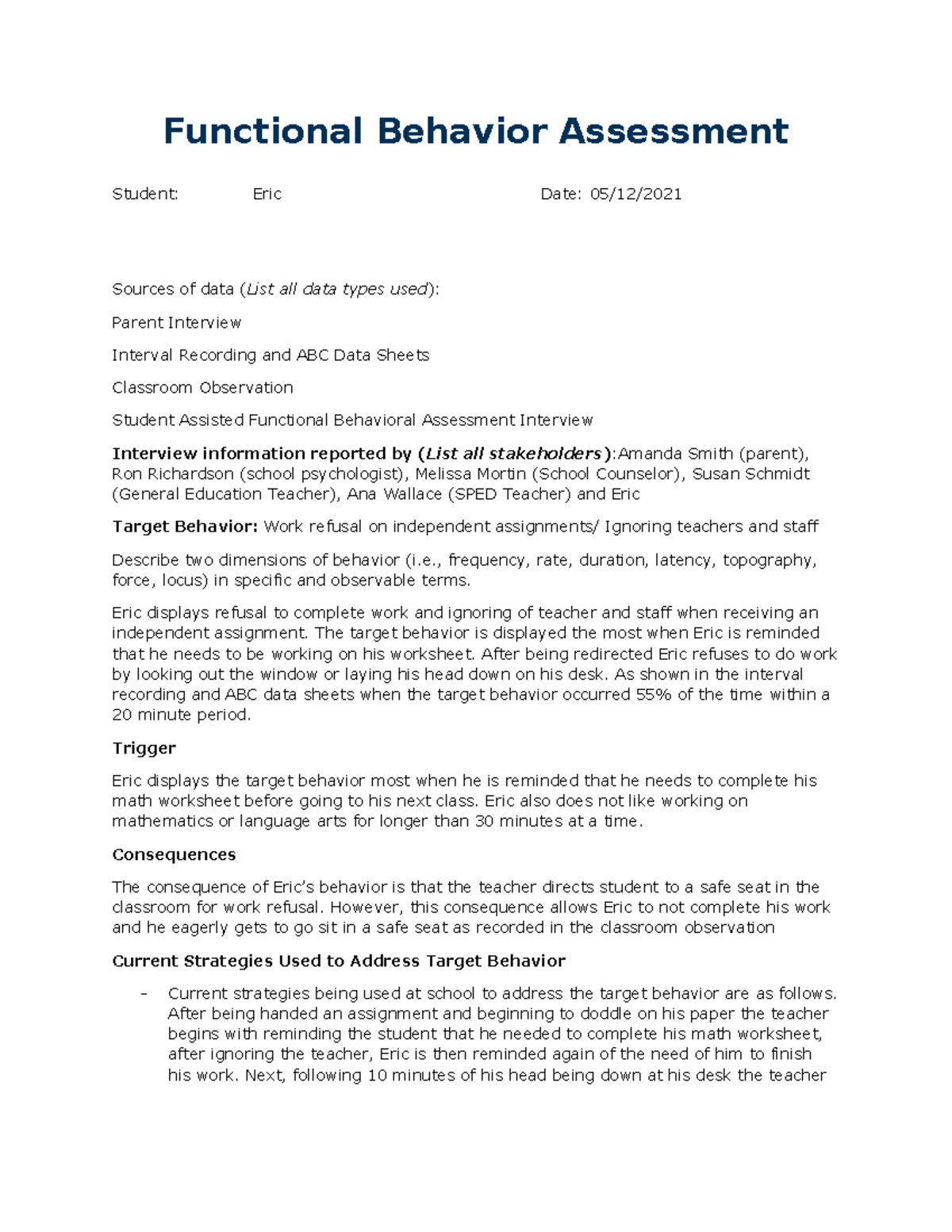 D001- Functional Behavior Assessment - Functional Behavior Assessment ...