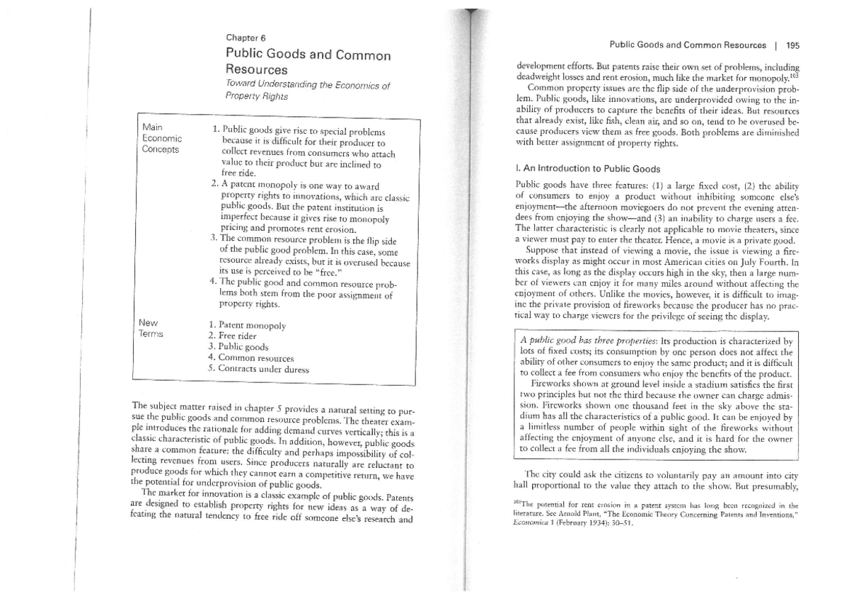Public goods notes - Law and Economics - Studocu