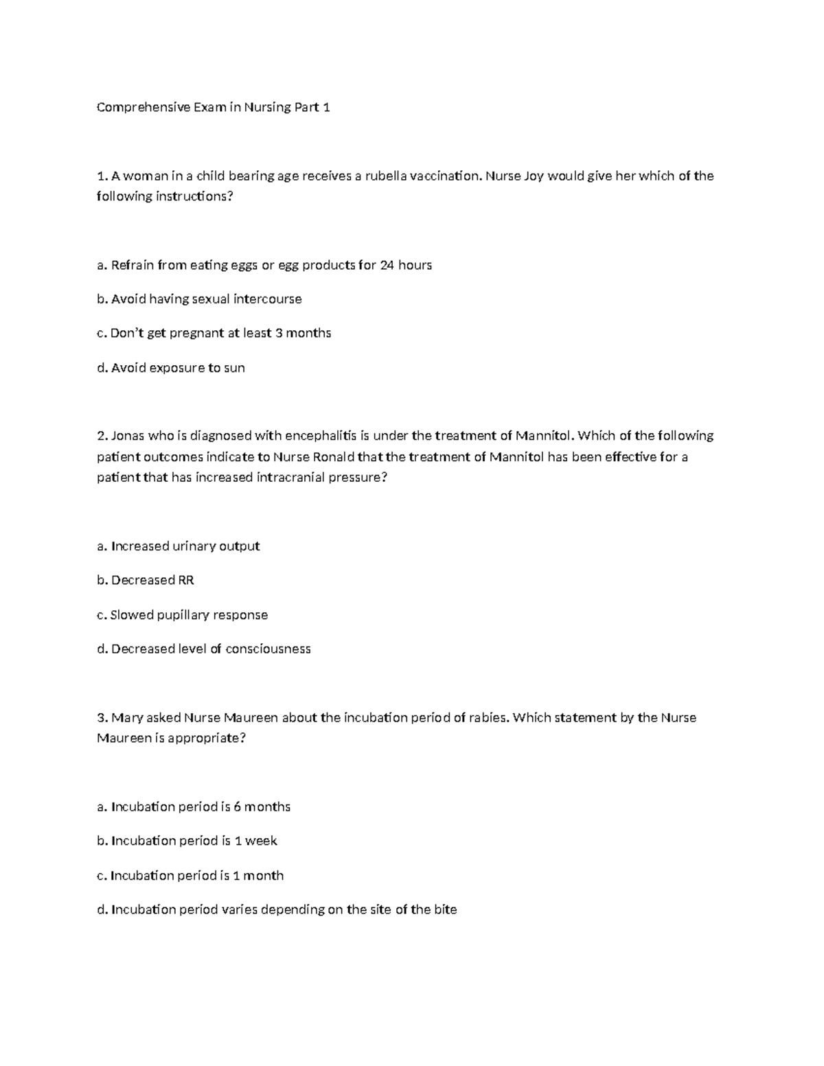 Nursing Comprehensive Exam Q&A (Part 1) - Preparing for Success - Studocu