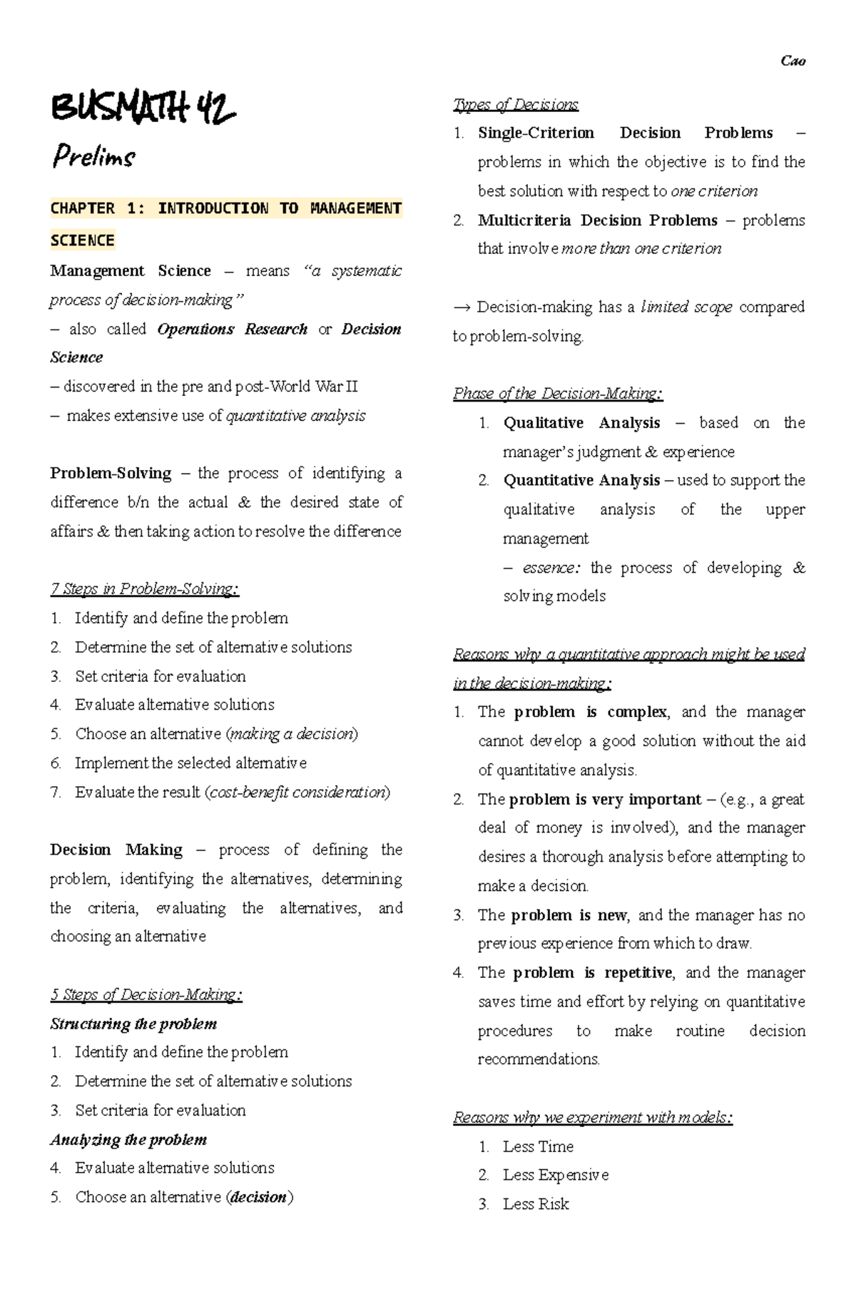 Busmath 42 Final Exam Reviewer - Comprehensive Study Notes - Studocu