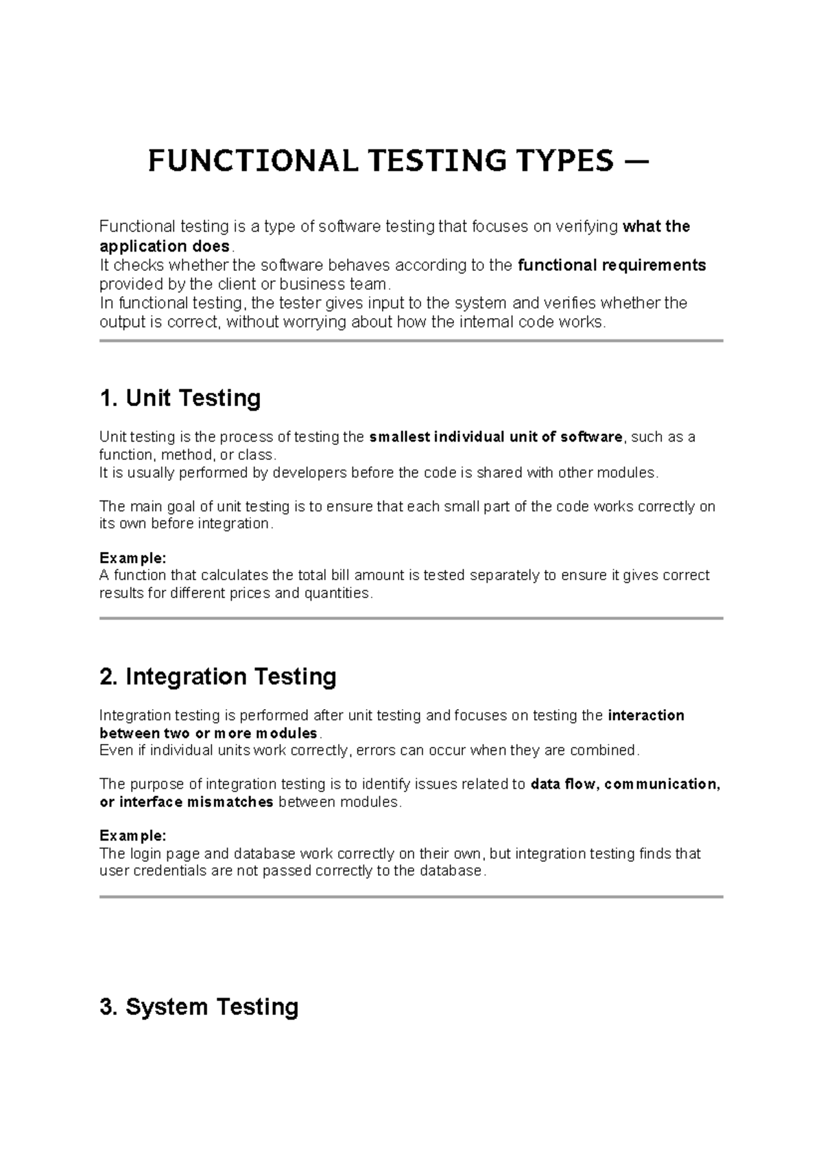 Manual Testing Notes: Types and Techniques for Effective QA - Studocu