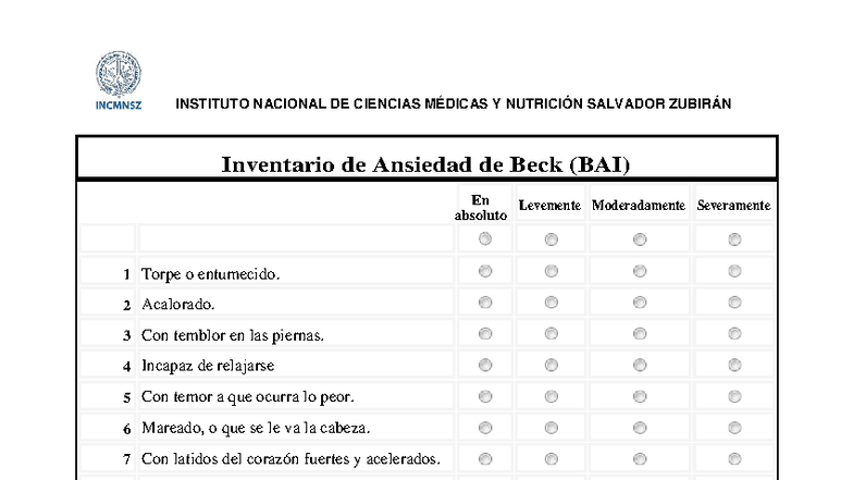 Autor Del Inventario De Ansiedad De Beck