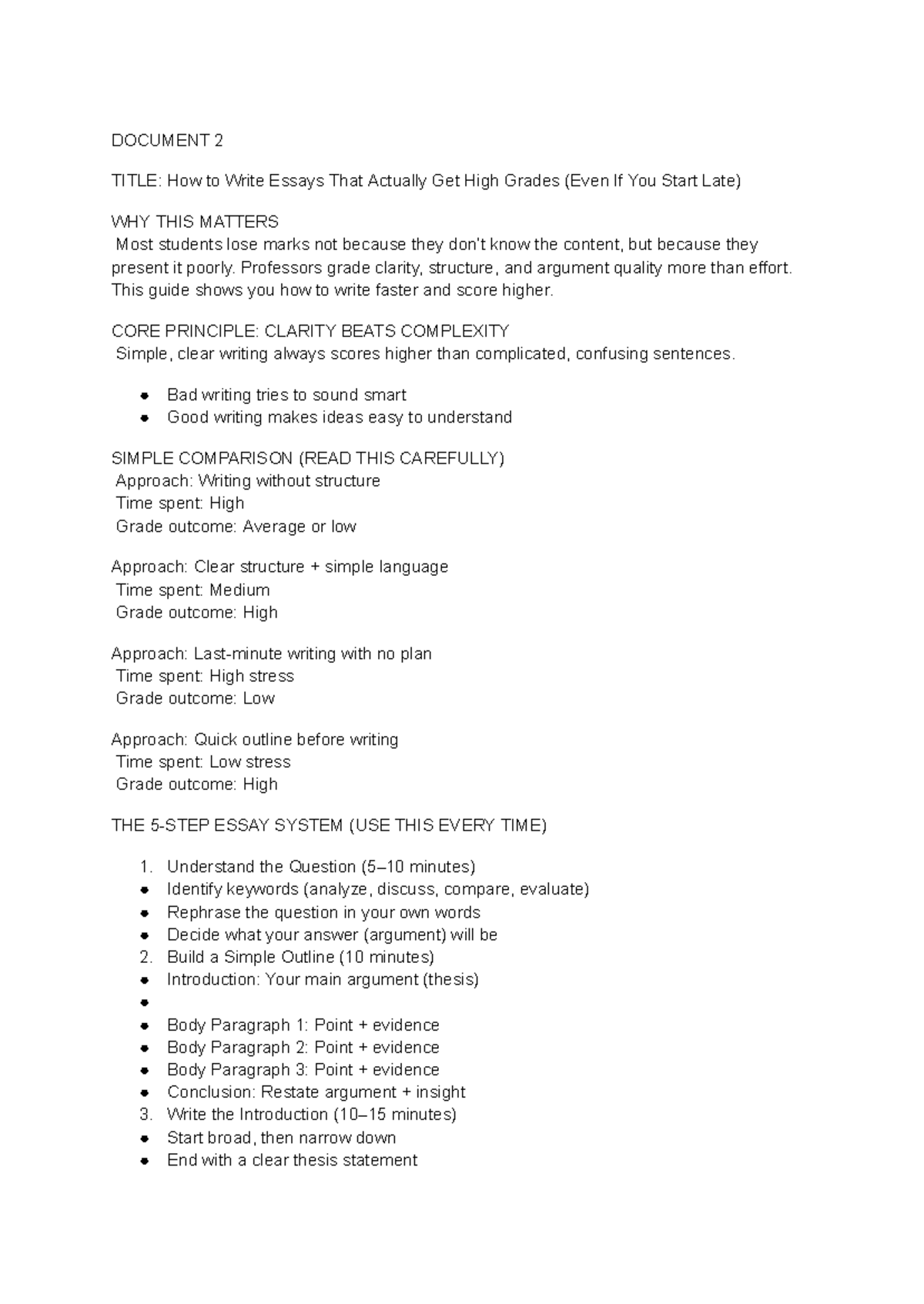 Effective Essay Writing Strategies for High Grades - Studocu