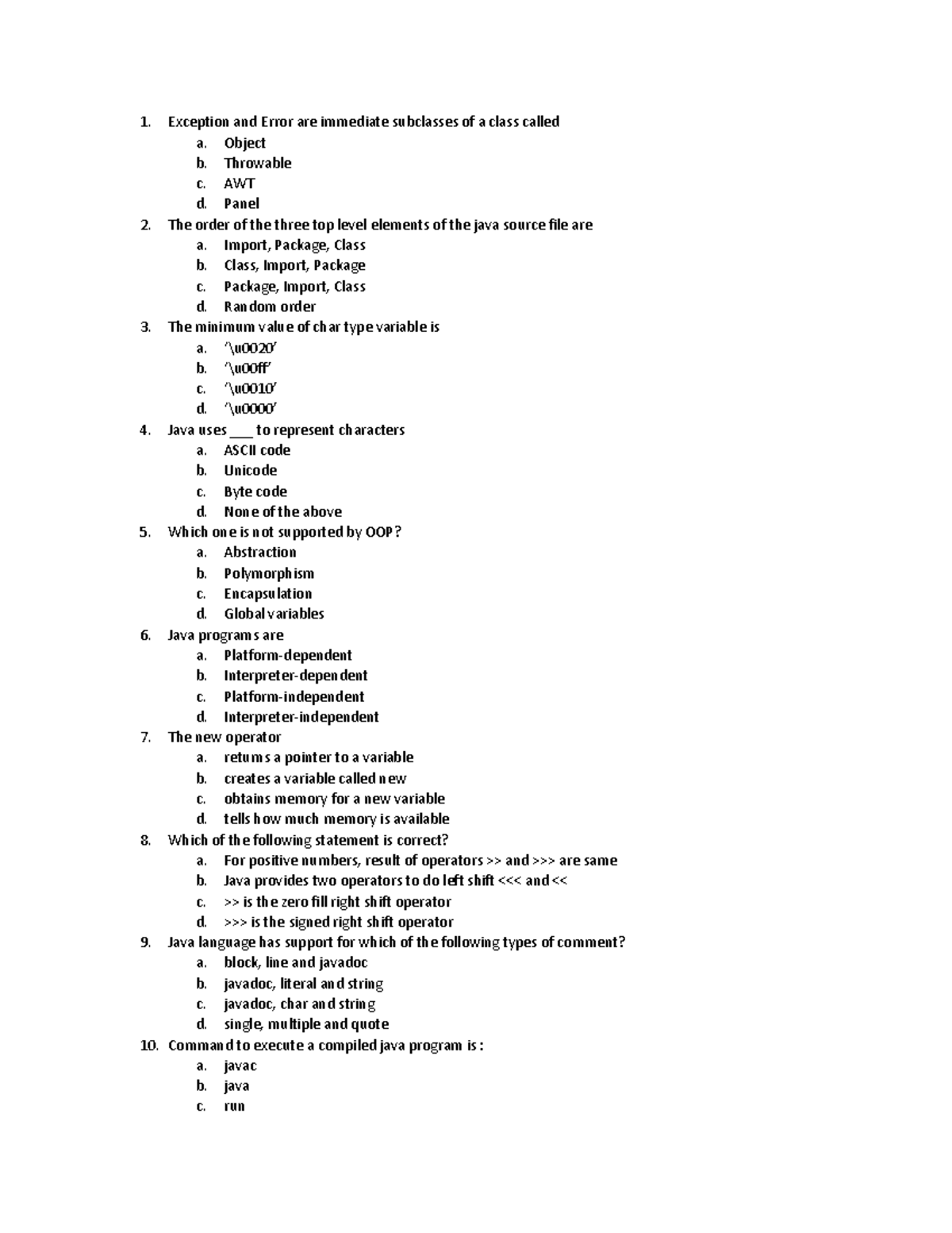 Java MCQs Free Download: Introduction to Core Java Concepts - Studocu