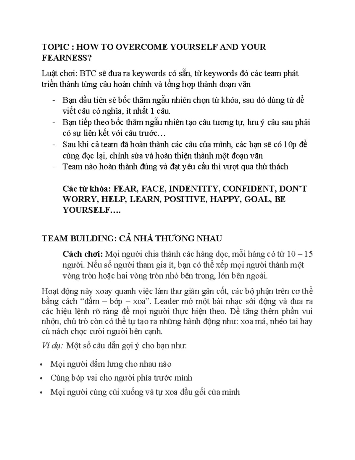 Trinh Writing - TOPIC : HOW TO OVERCOME YOURSELF AND YOUR FEARNESS ...