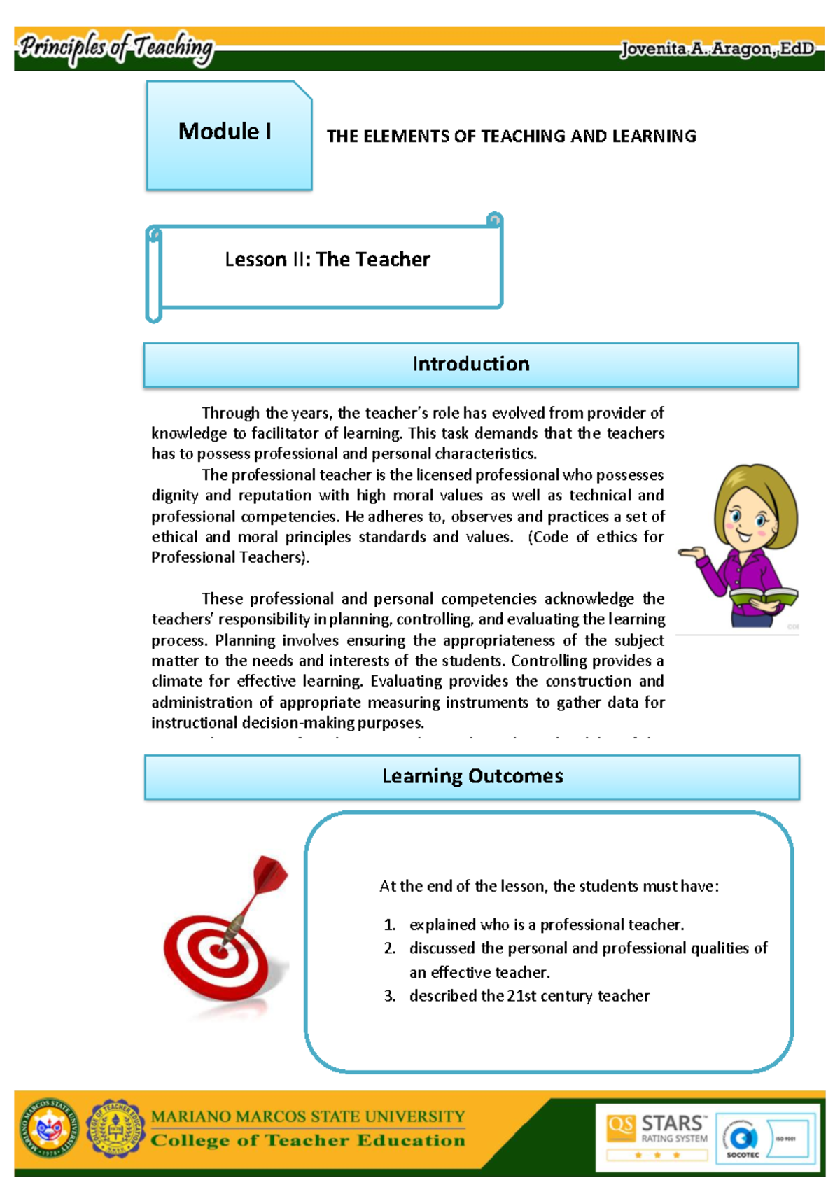 Unit I - Lesson II: The Evolving Role of the Teacher - Studocu
