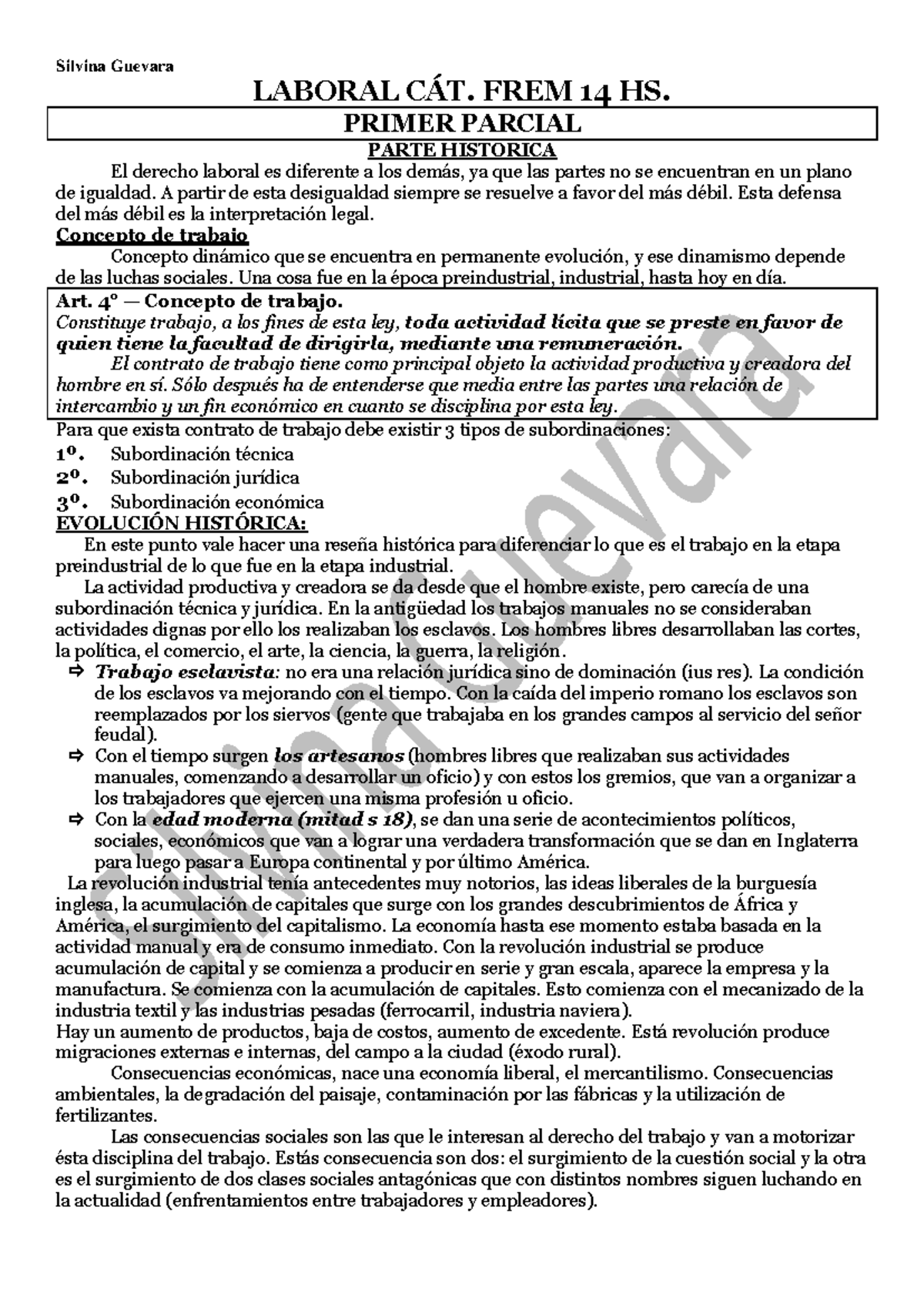 Resumen Completo del Primer Parcial de Derecho Laboral - FREM 14 HS ...