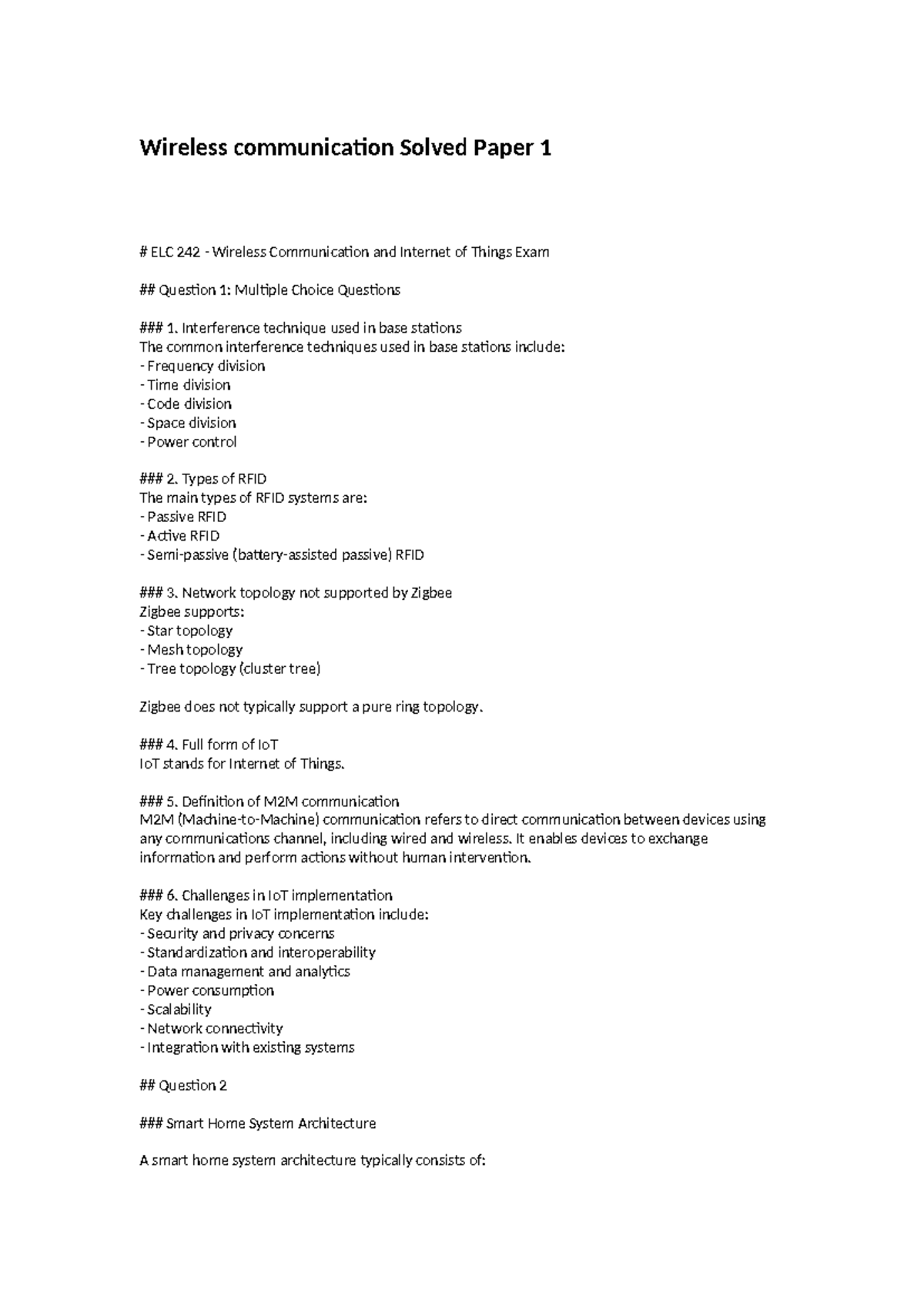 Wireless Communication Exam Solutions ELC 242 - Studocu