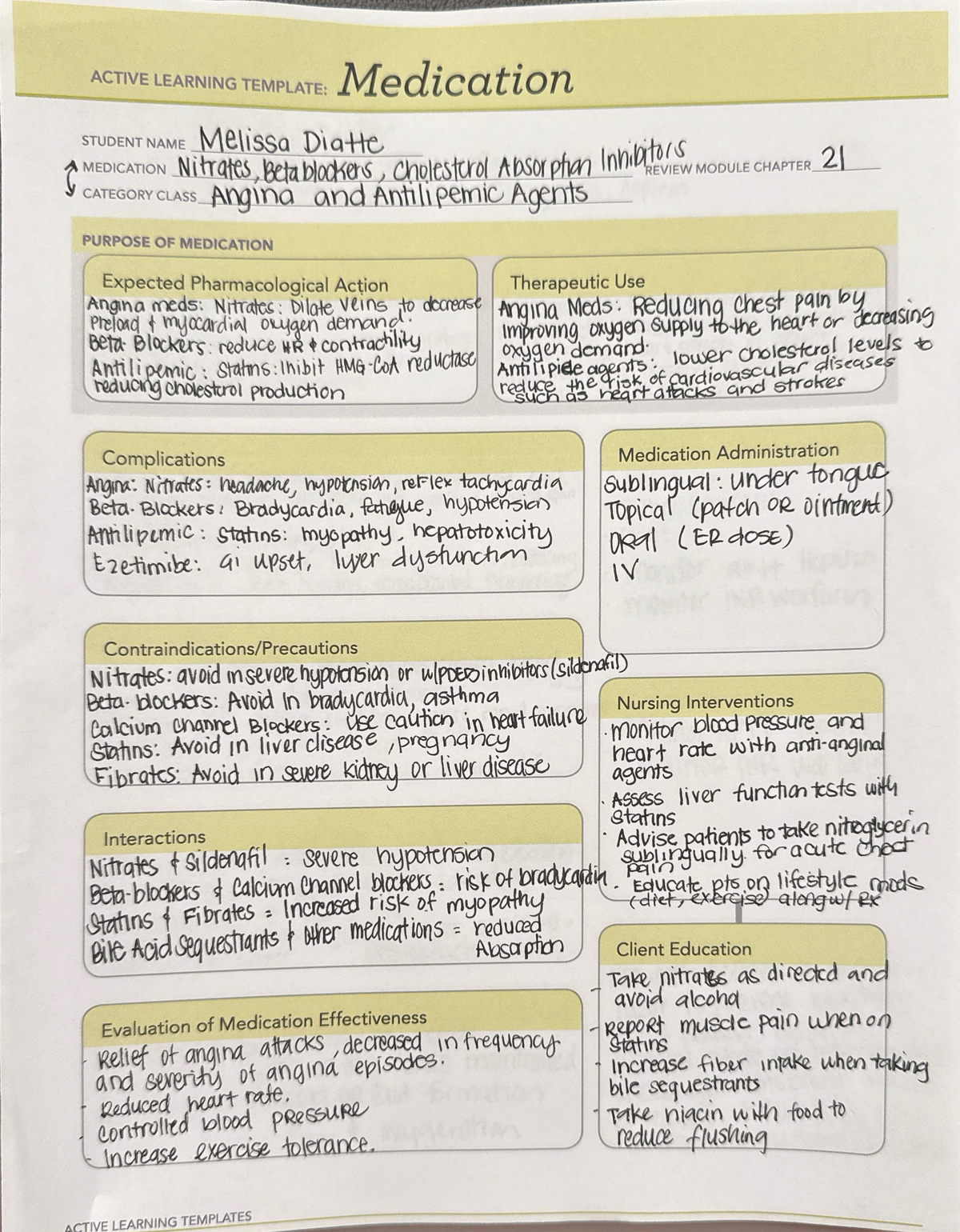 Active Learning Templates: Pharm B Practice Notes on Medications - Studocu