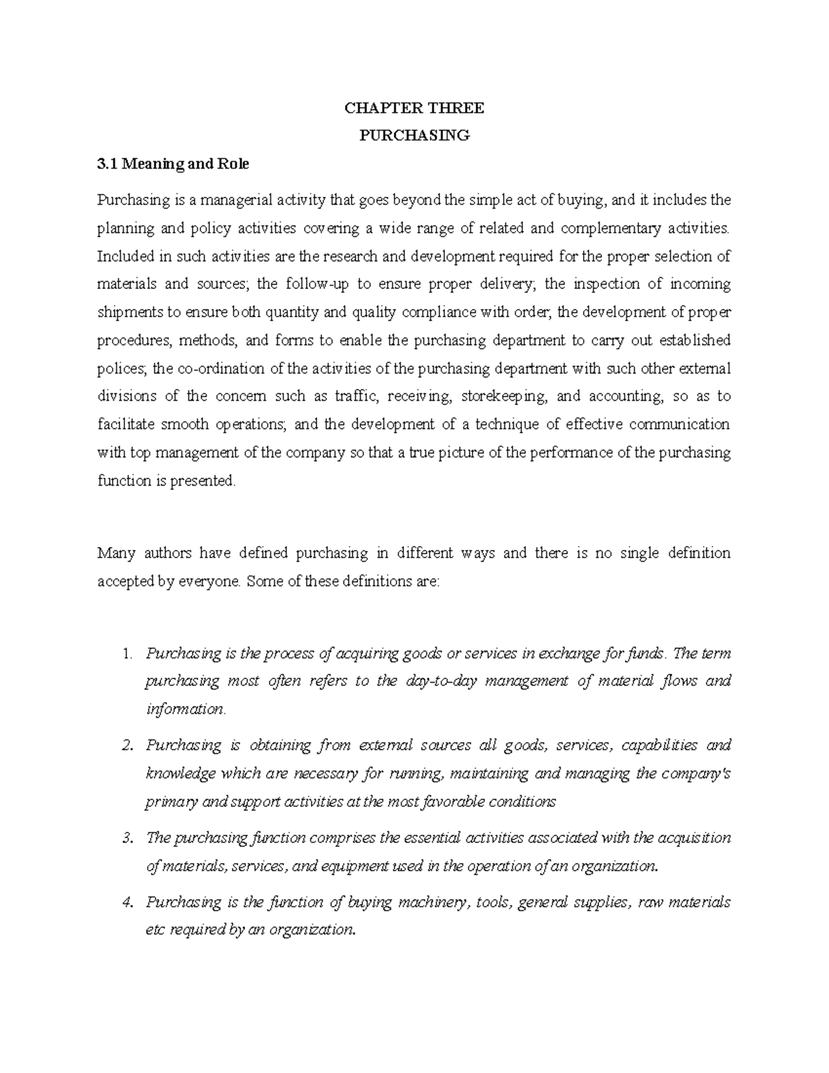 CHAPTER 3: PURCHASING - MEANING, ROLE, AND STRATEGIES - Studocu