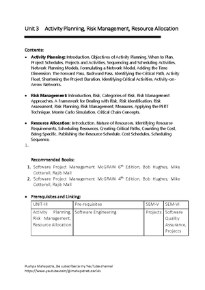 TYBSc IT Sem 5 SPM Unit 3 Comprehensive Notes & Q&A - Studocu