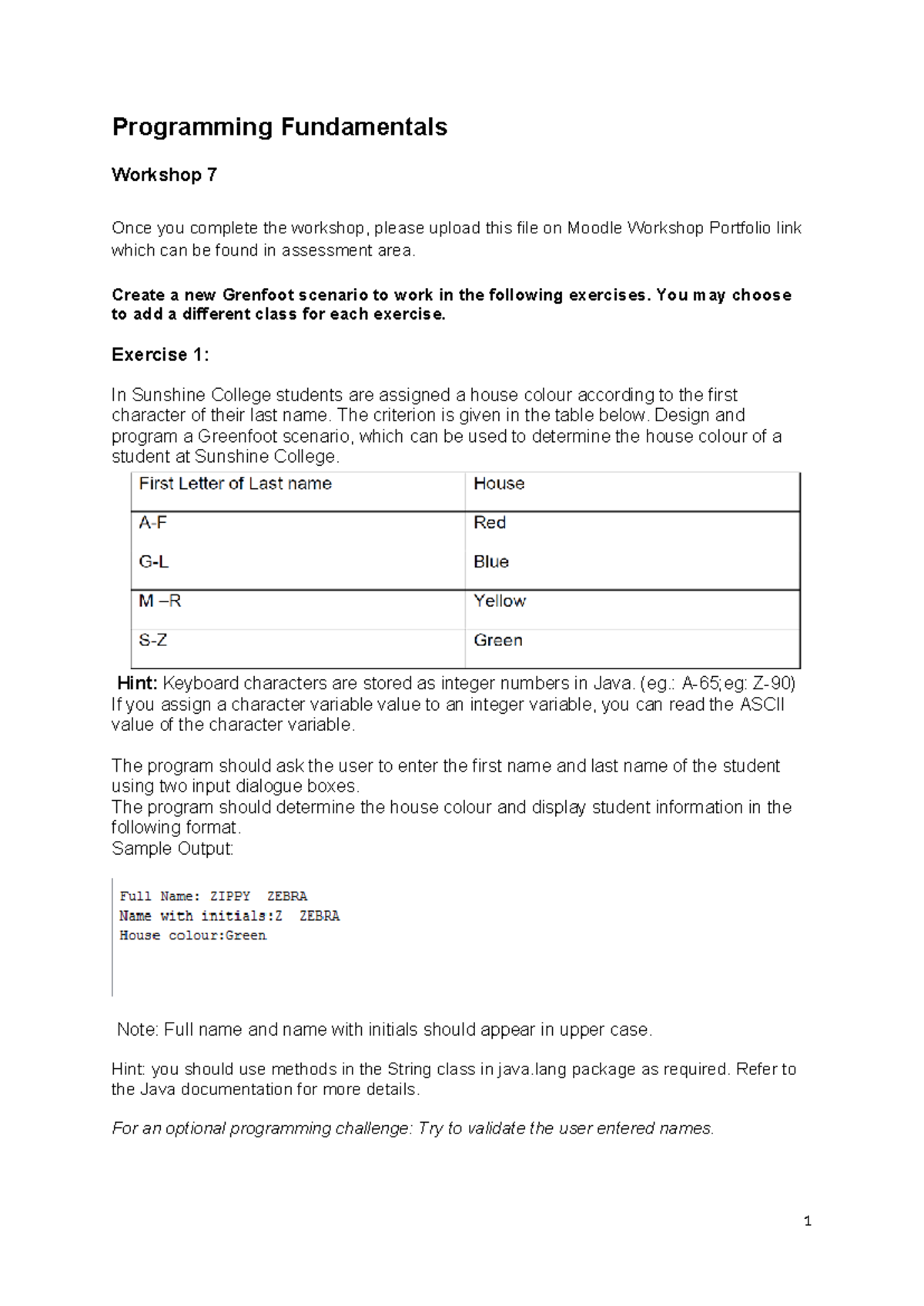 Workshop 7B Programming Fundamentals - Programming Fundamentals ...