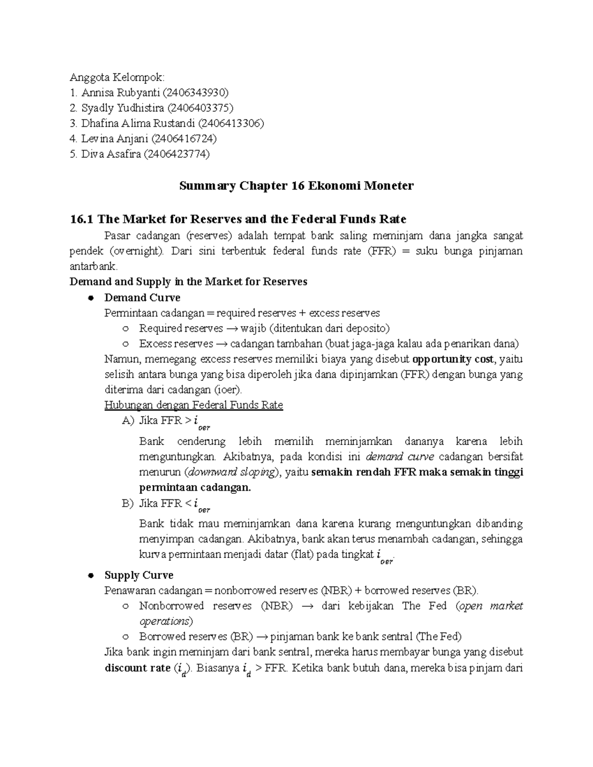 Docs Kel 2 - Chapter 16: Lecture Notes on Monetary Economics - Studocu
