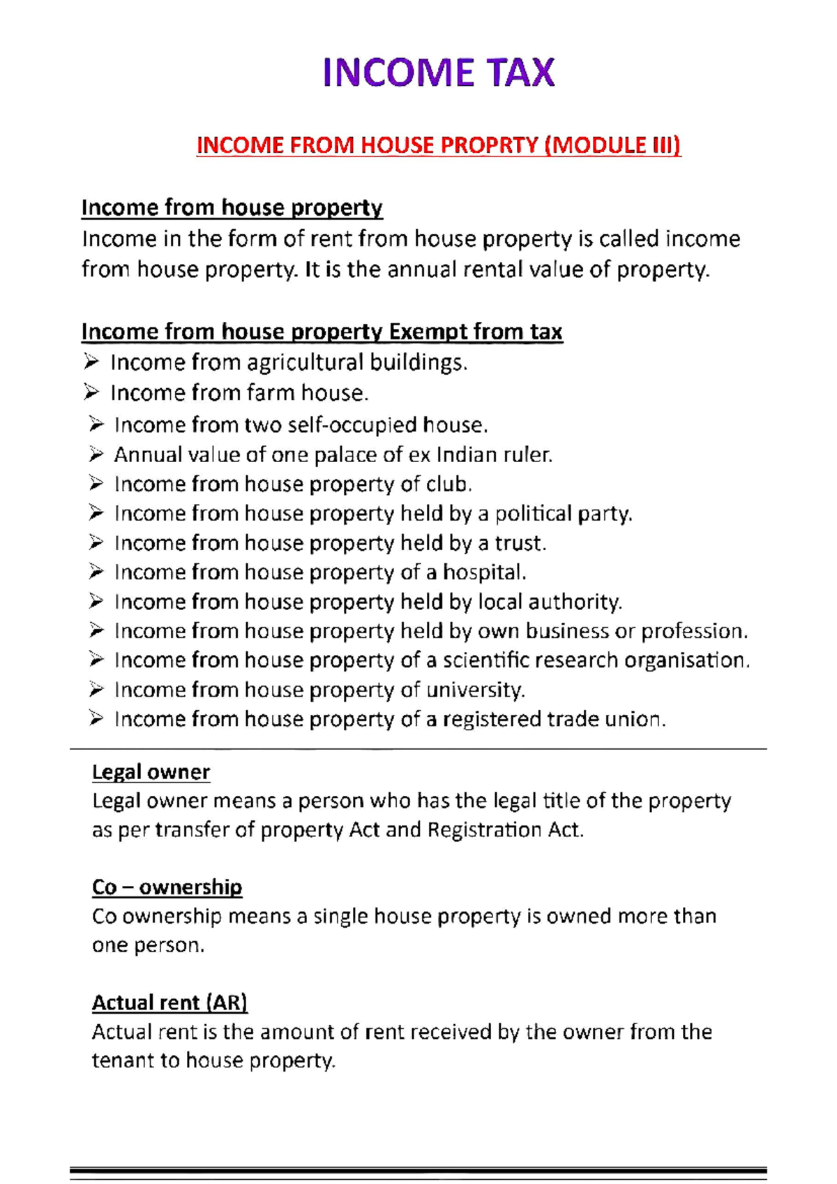 Income Tax: Understanding Income from House Property (5th Sem) - Studocu
