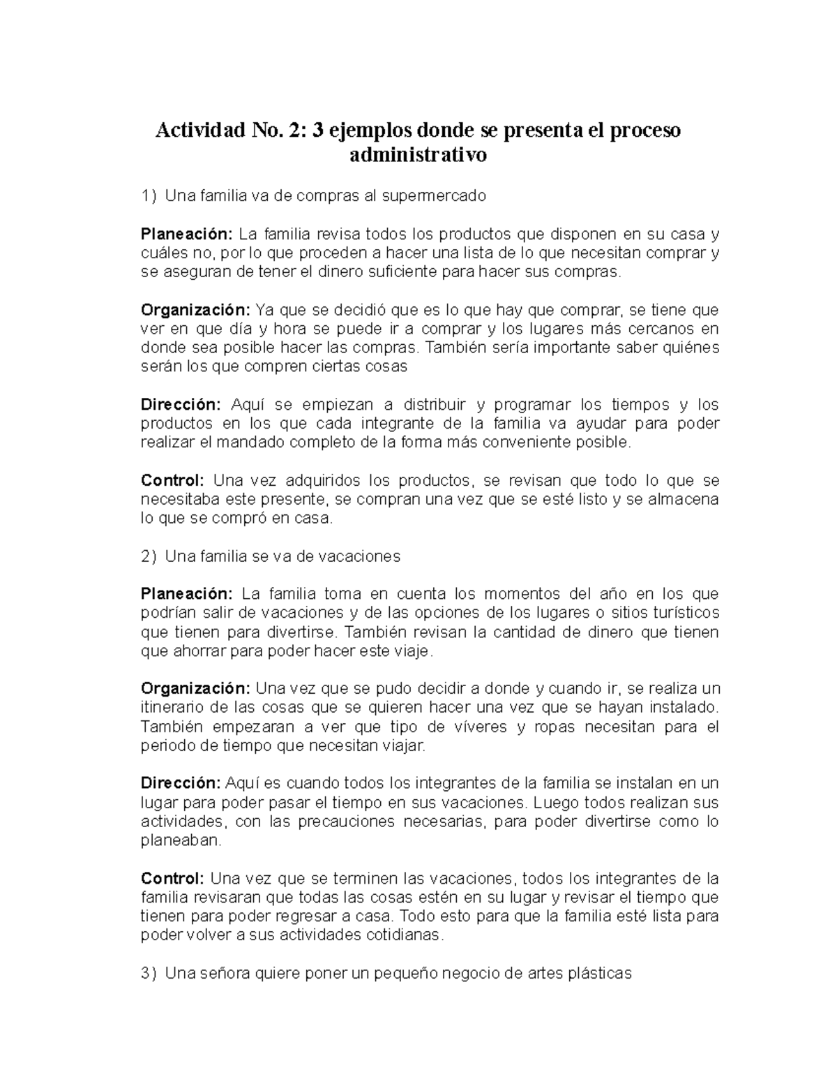 Ejemplos Prácticos del Proceso Administrativo en la Vida Cotidiana - Document Preview