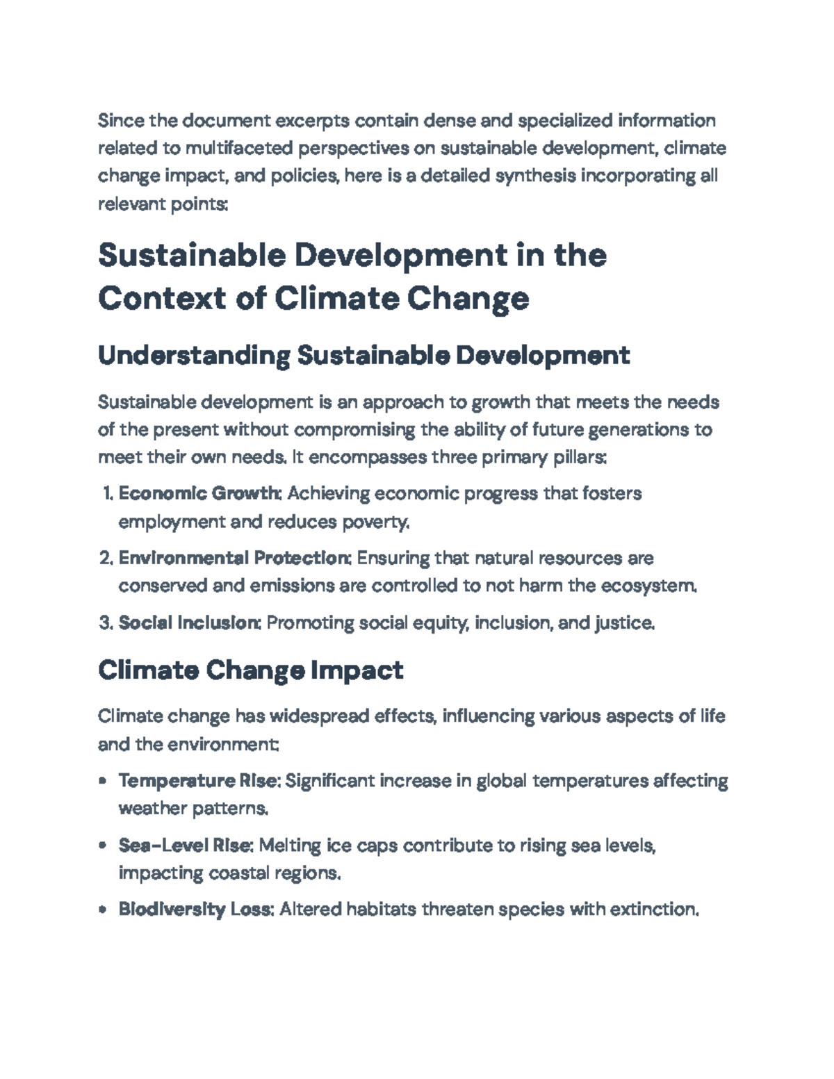 Sustainable Development & Climate Change: Strategies & Impacts Analysis ...
