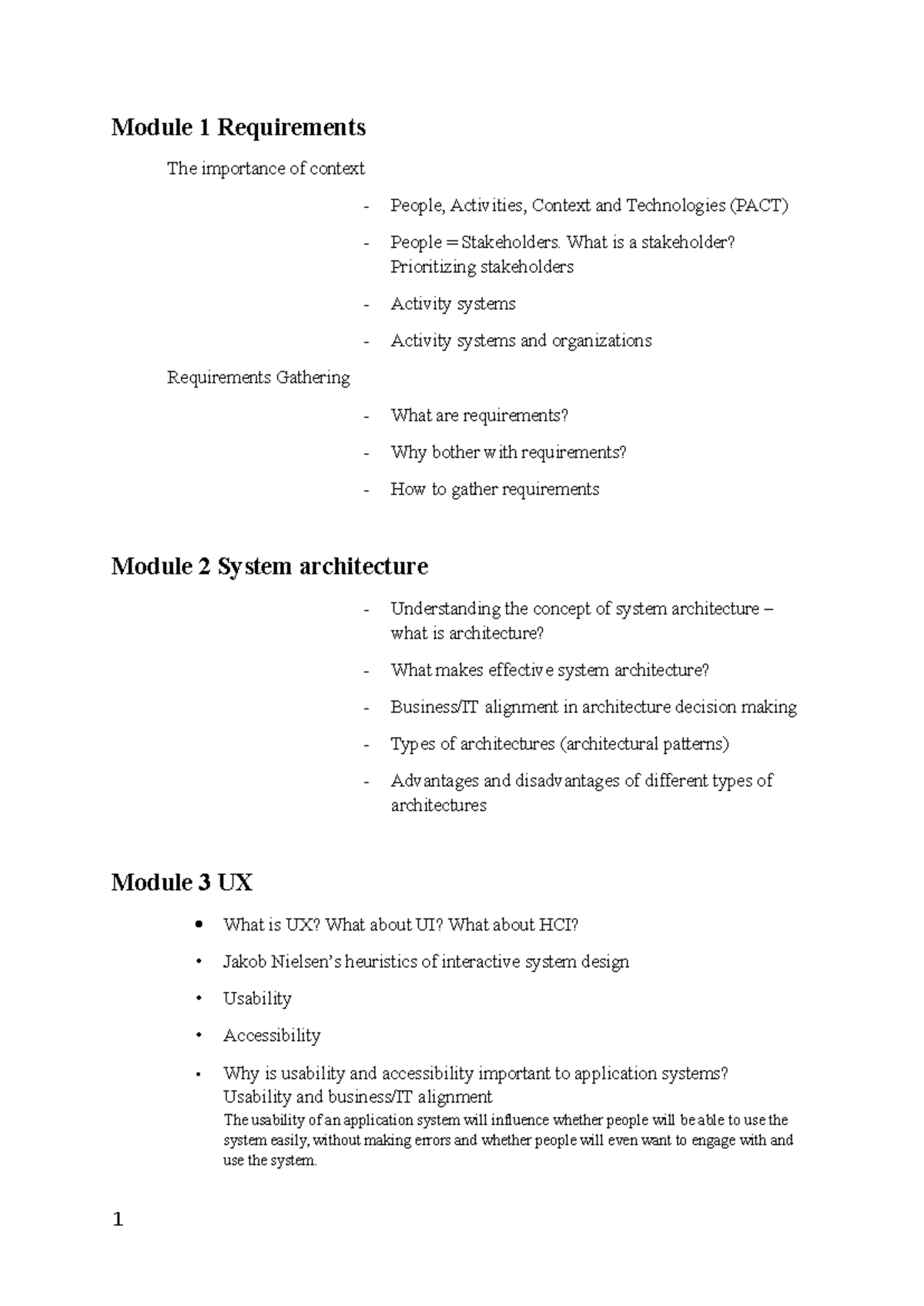 Key Concepts Overview: Modules 1-8 in IT Systems (ITSM) - Studocu
