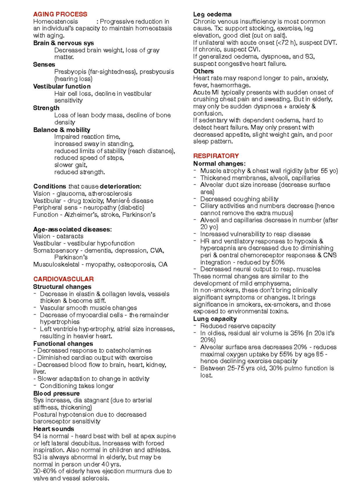 339 Final - Aging Process Summary and Lecture Overview - Studocu