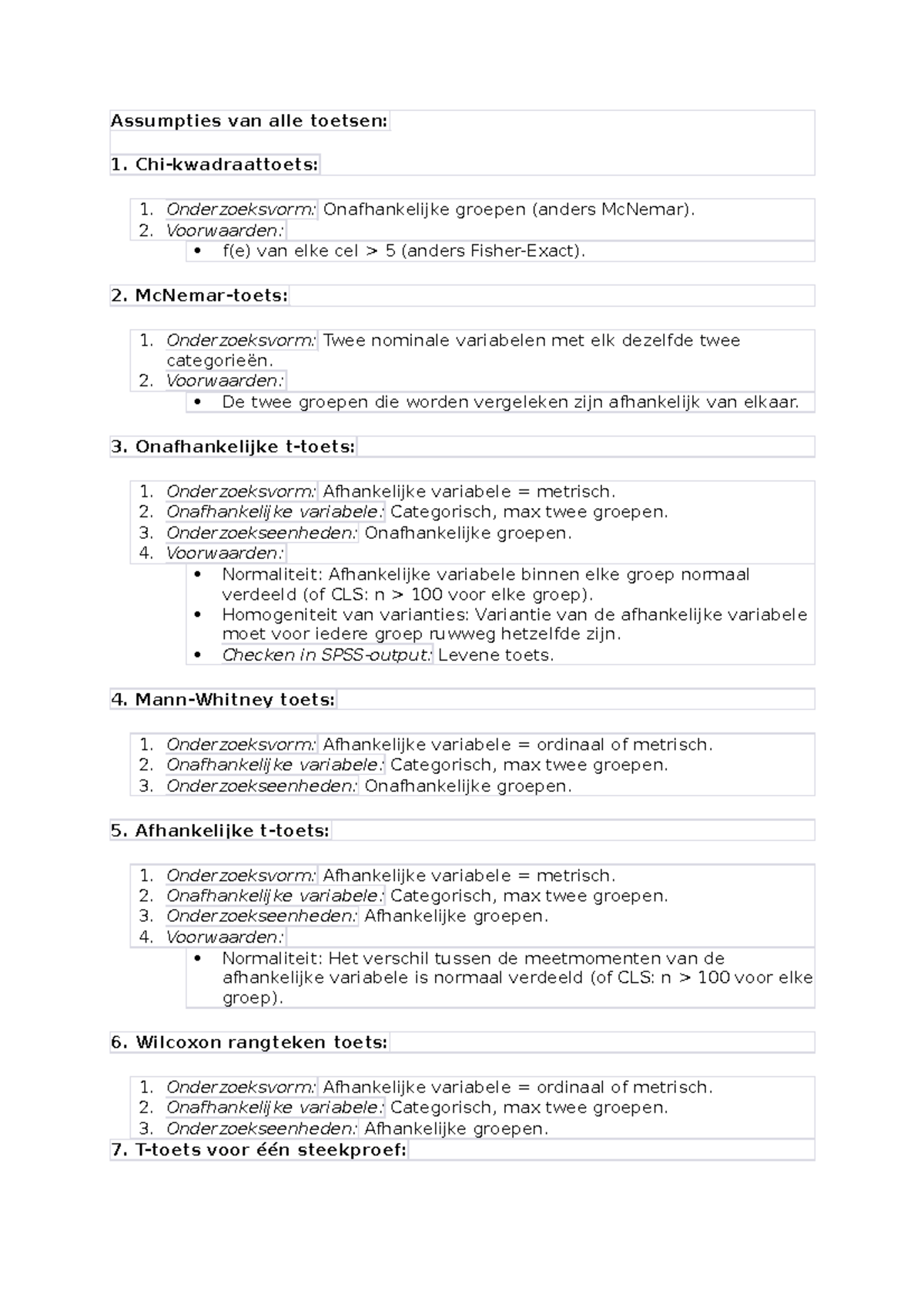 Statistische Toetsen en Hun Assumpties voor Toetsen (STAT123) - Studocu