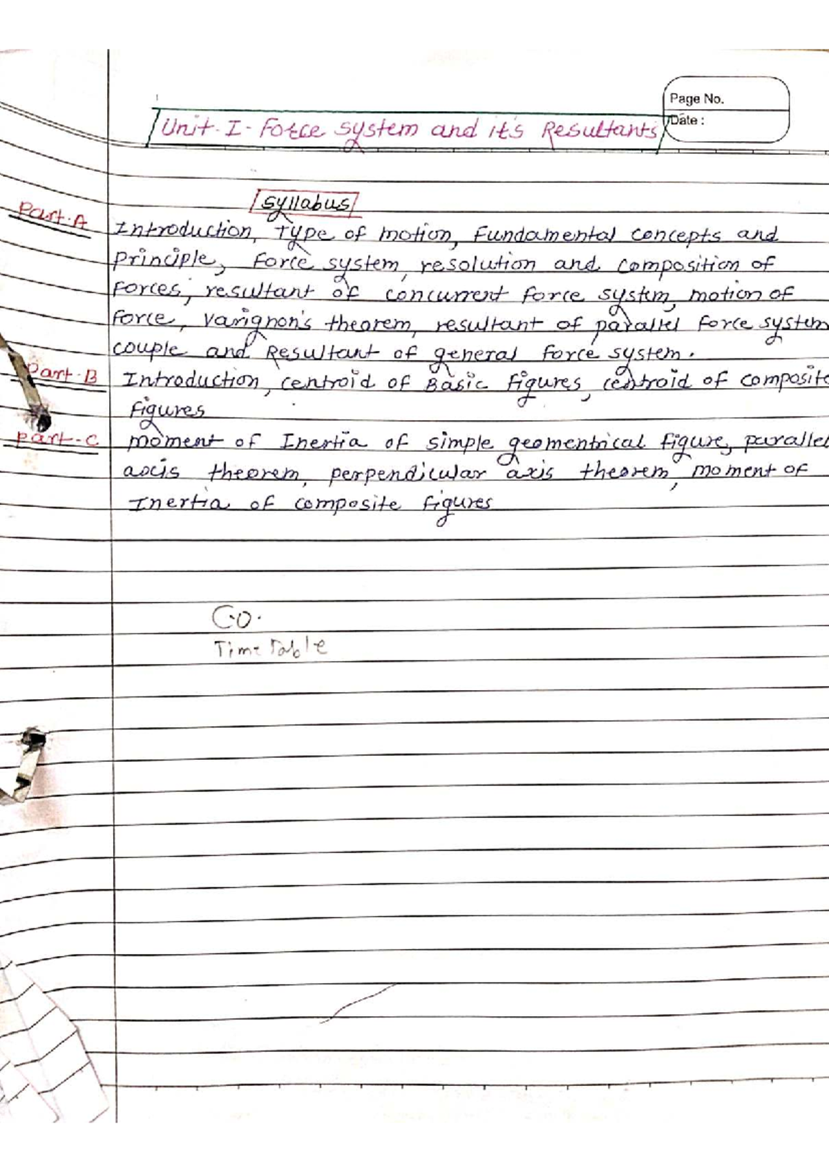 Mechanics Unit 1: Force Systems and Resultants - Part A Notes - Studocu
