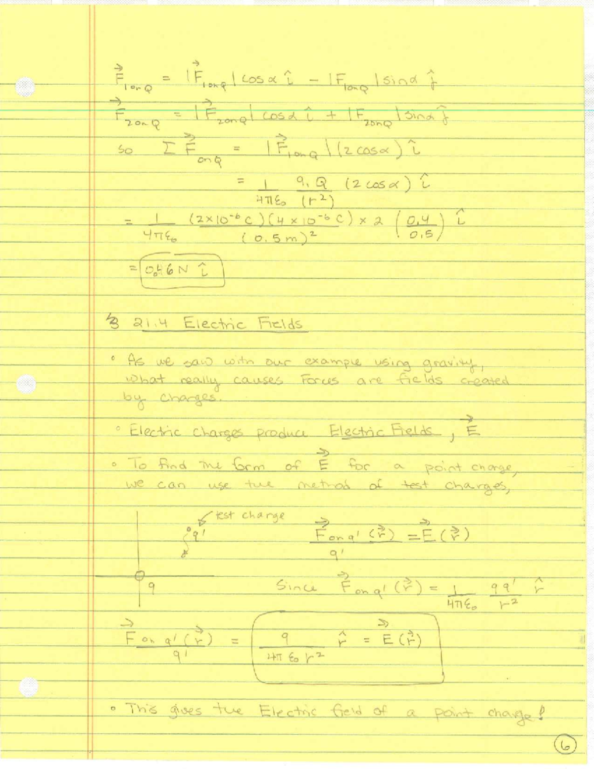 PHY 2054C Week 2 Lecture Notes on Electric Fields and Forces - Studocu