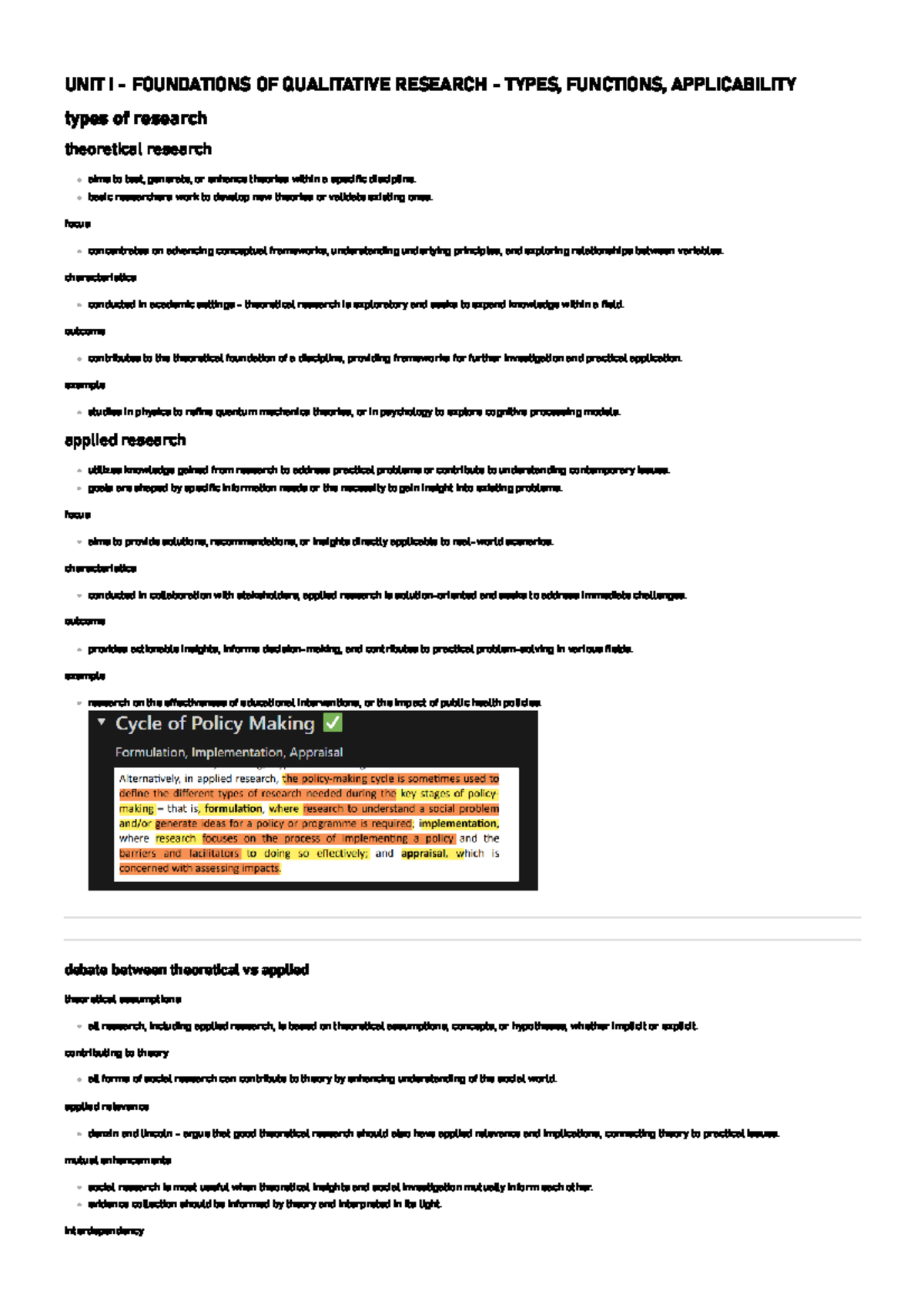 UNIT I - Foundations OF Qualitative Research - Types, Functions ...