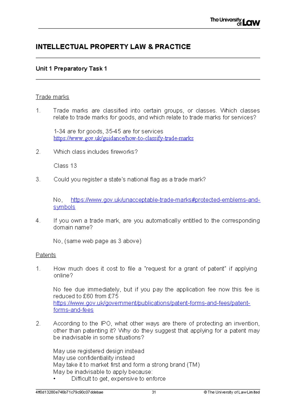 2223 ip u01 ce02 prepare task01 feedback - INTELLECTUAL PROPERTY LAW ...