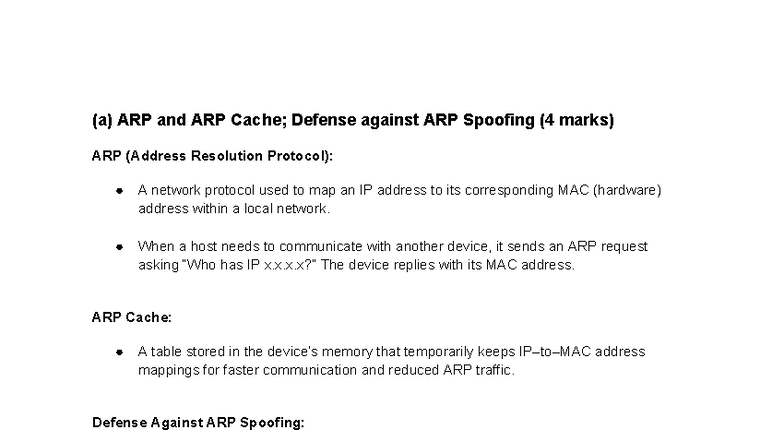ISP MID - ARP, Security Protocols, and Cryptography Overview - Studocu