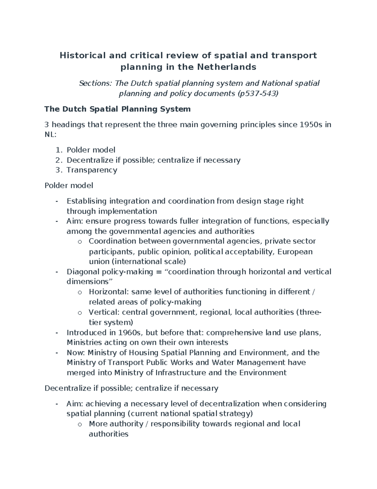 PWP: Historical Review of Spatial & Transport Planning in the ...