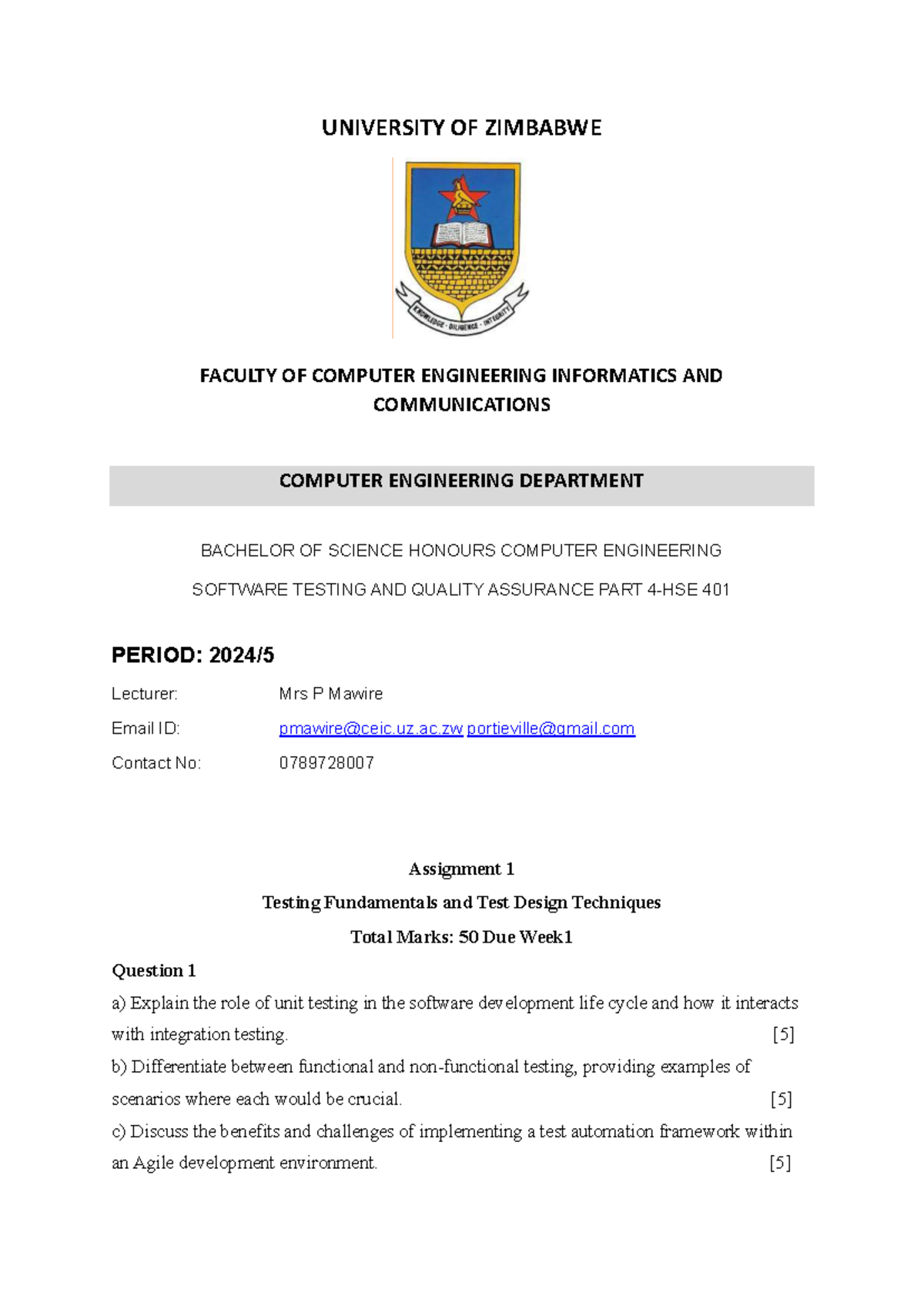 Software Testing Course Assignments HSE 401: Fundamentals & Automation ...
