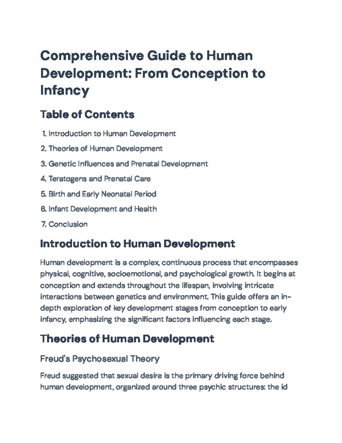 Comprehensive Guide to Human Development (PSY101): Conception to ...