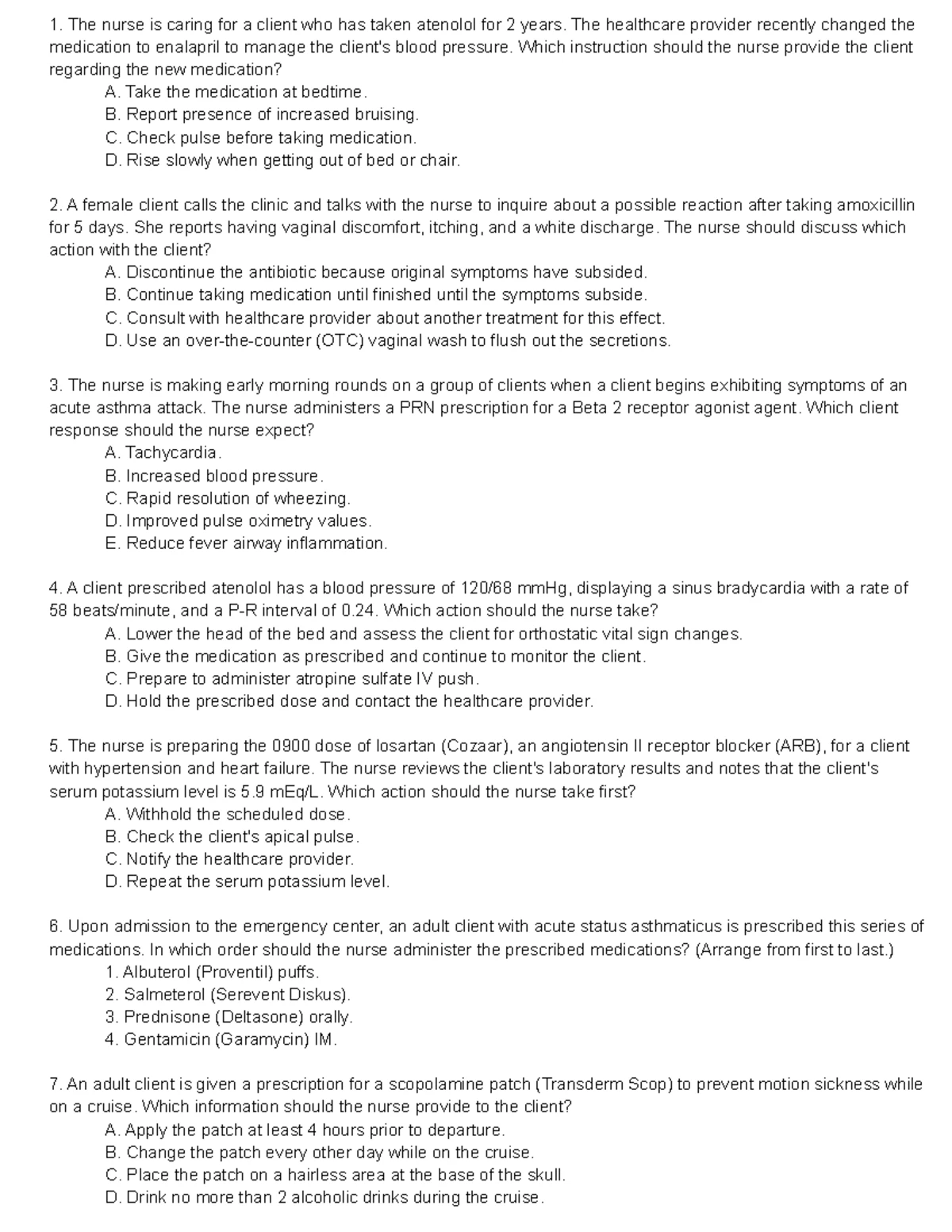 Hesi practice 2 questions for math for meds practice test