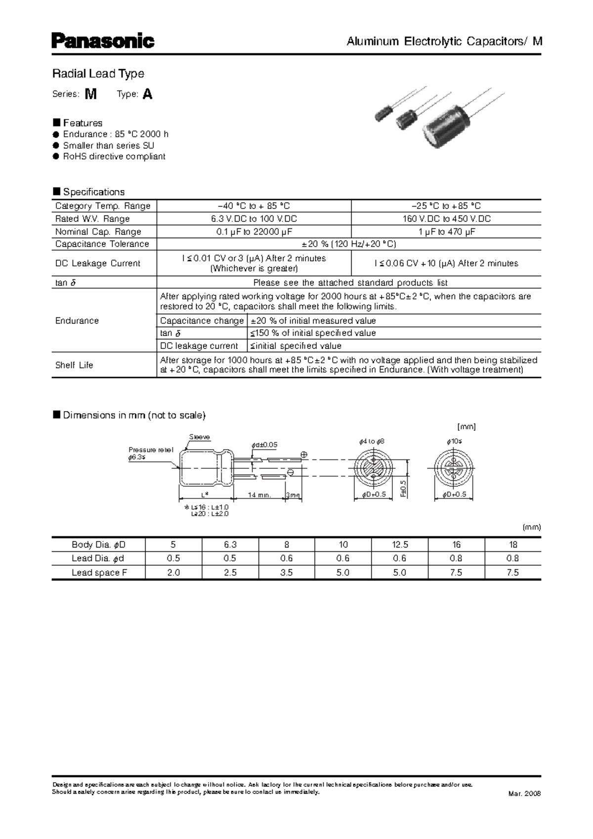 VD3 Aluminum Electrolytic Capacitor Specifications: 10µF 50V - Studocu
