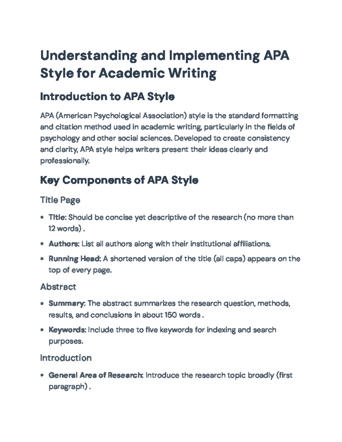 Understanding and Implementing APA Style: A Comprehensive Guide ...