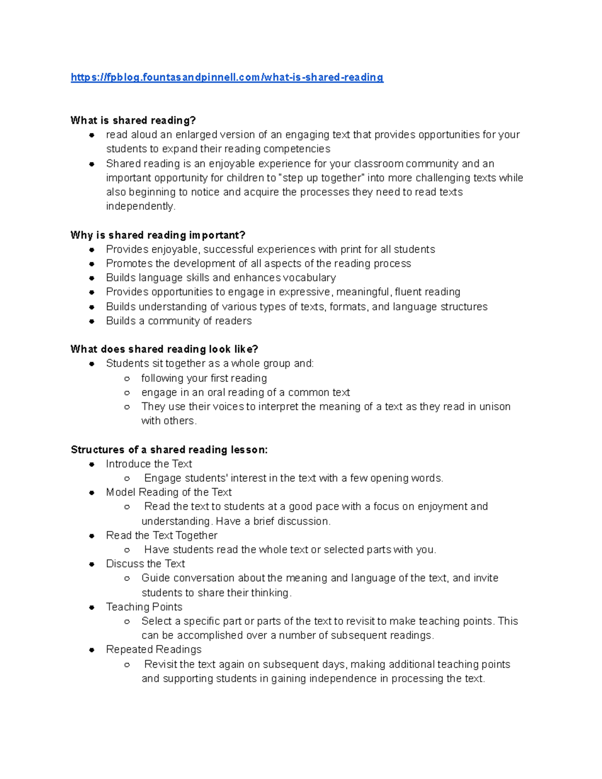 EDU101 Shared Reading: Importance, Structure & Strategies for Class ...