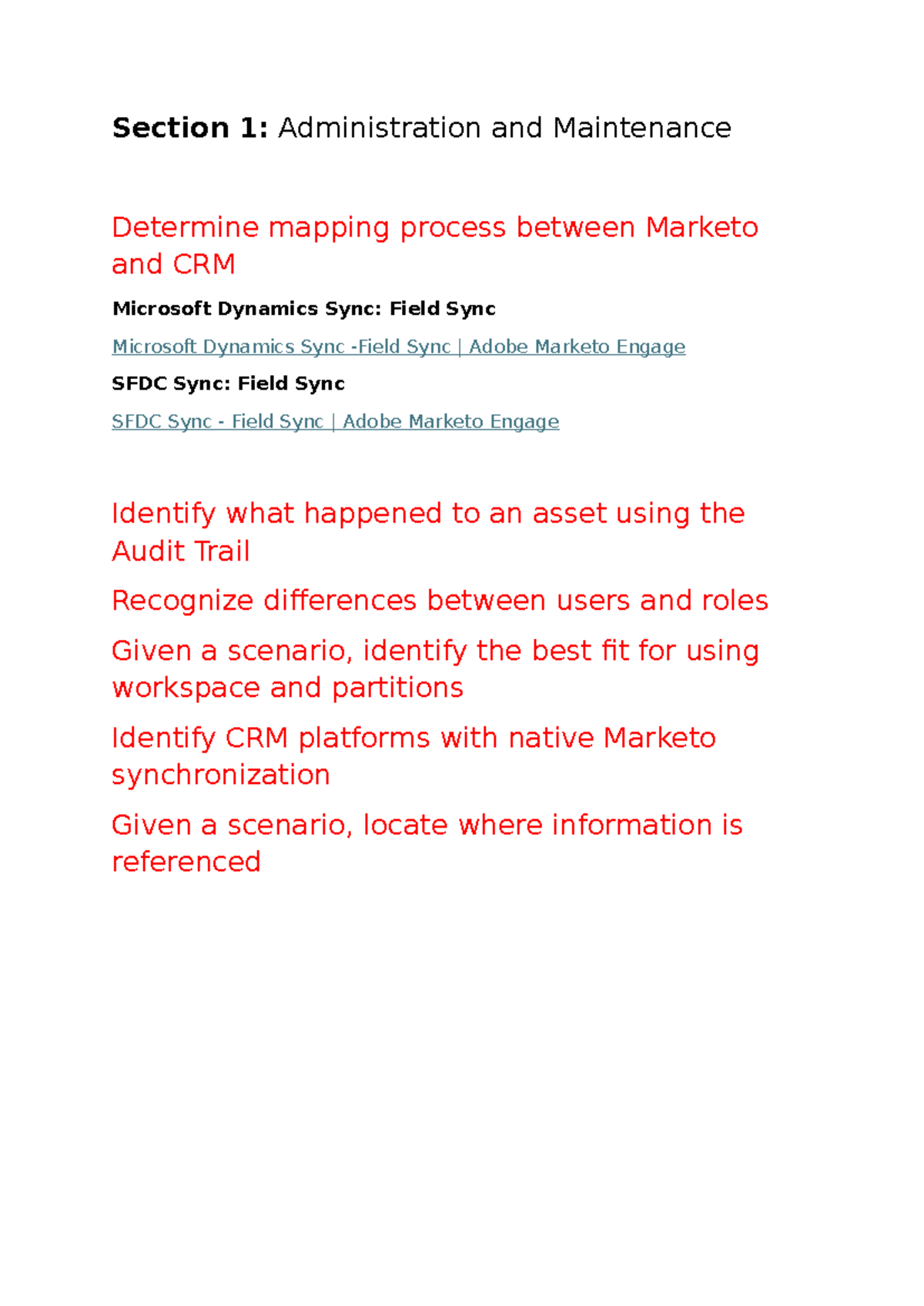 Quick Links - Expert Review - Section 1: Administration and Maintenance ...