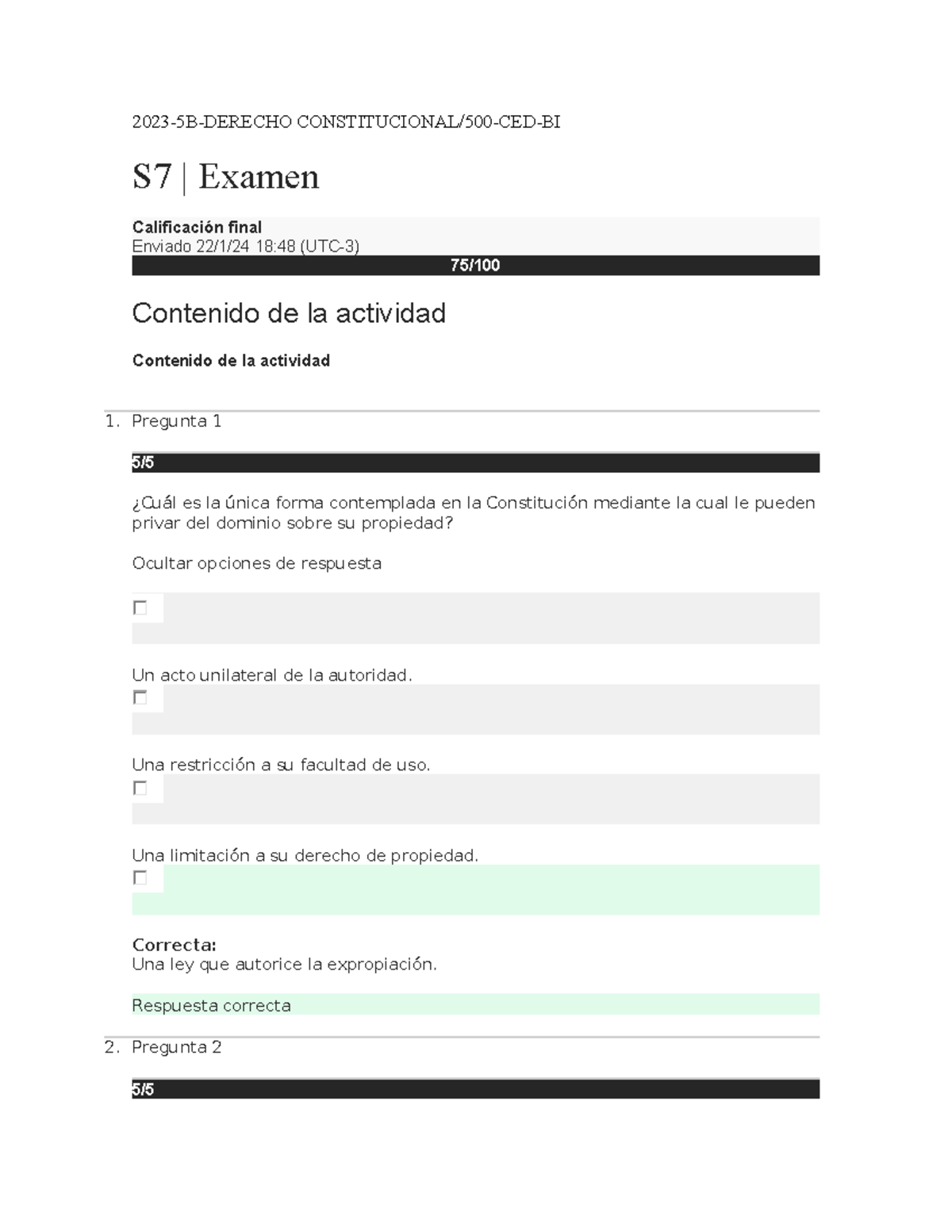 Examen Final 2023-5B de Derecho Constitucional (500-CED-BI) - Studocu