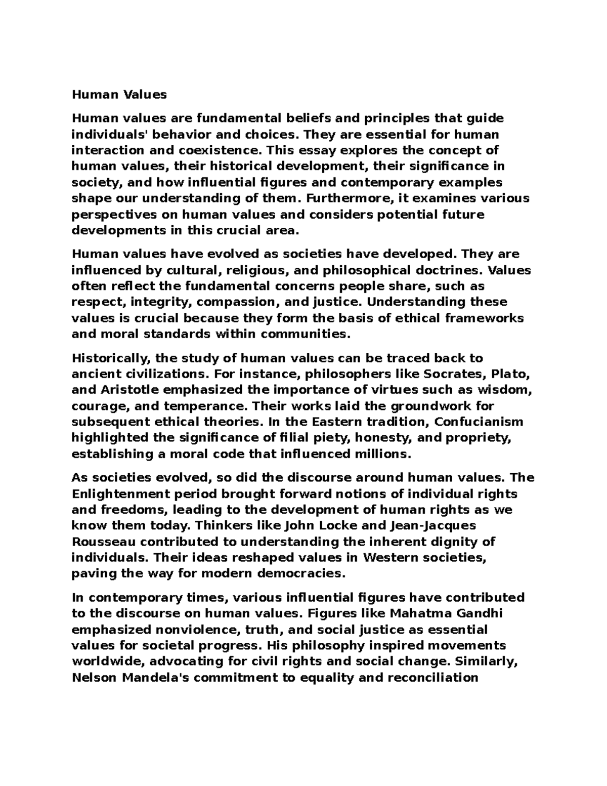 Human Values: An Essay on Principles and Their Evolution (Essay ...