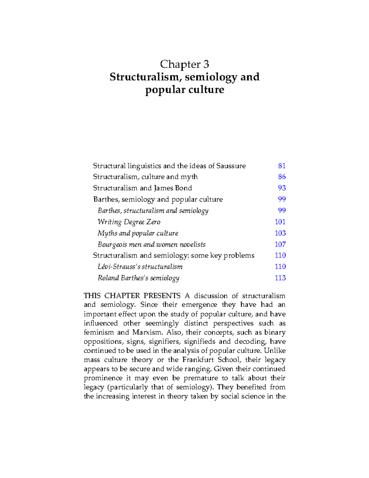 Lecture Notes on Structuralism, Semiology & Popular Culture (C3) - Studocu