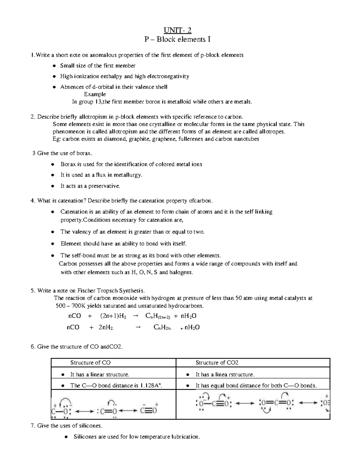 P Block Elements I: Anomalous Properties, Allotropism, and Uses - Studocu