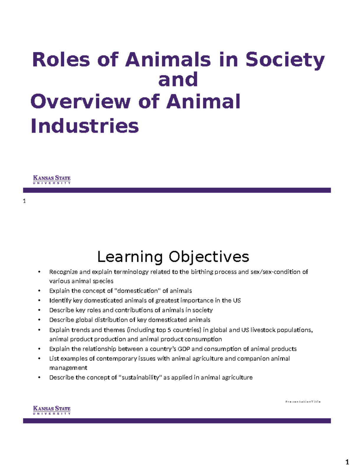 Roles of Animals in Society: Overview and Key Concepts (ANS 101) - Studocu