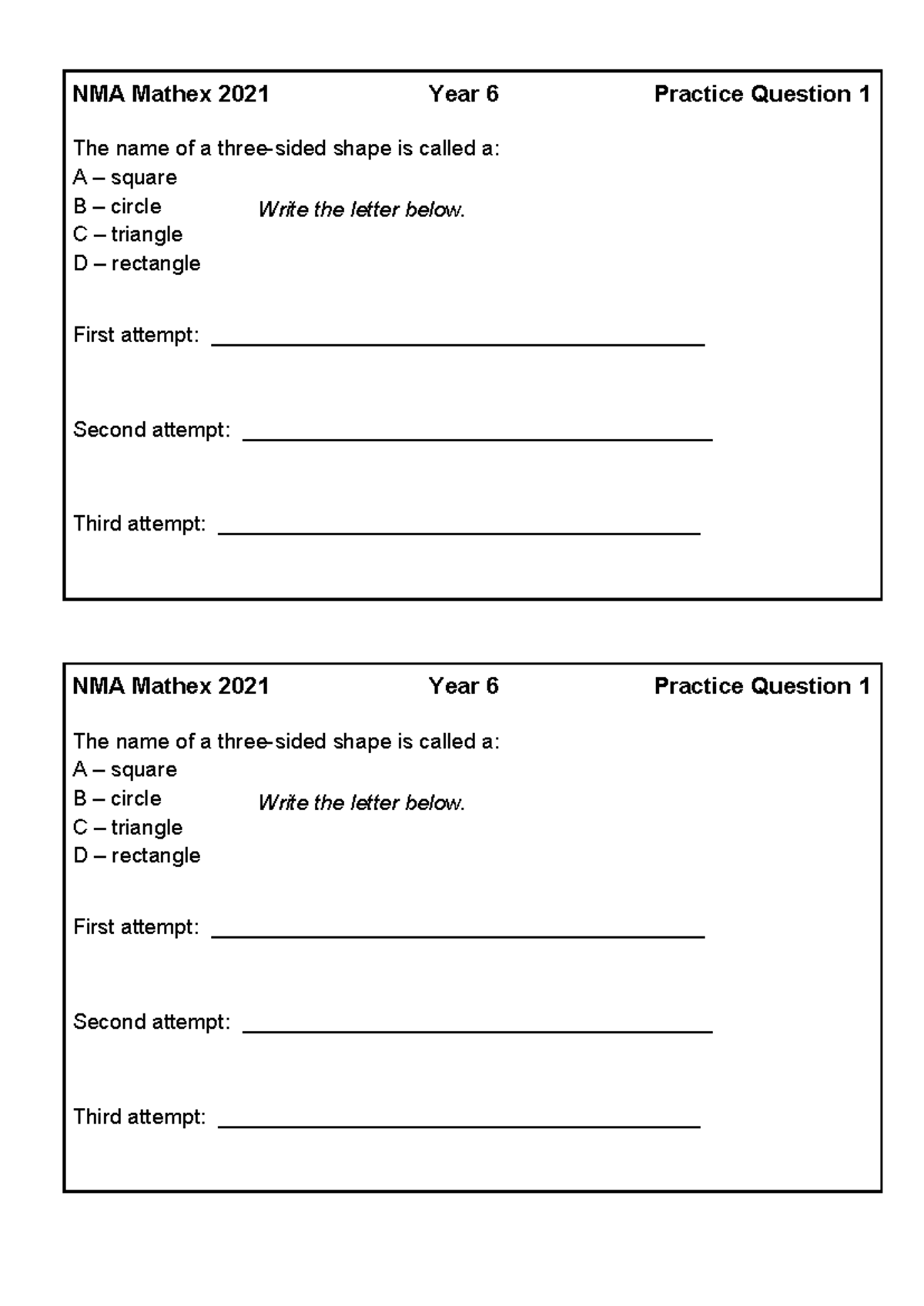 NMA Mathex 2021 Year 6 Practice Questions and Answers - Studocu