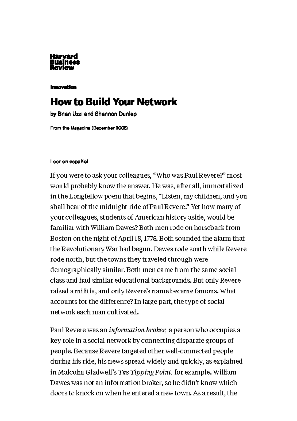 S8 - HBR Final Exam: Strategies for Building Your Network - Studocu