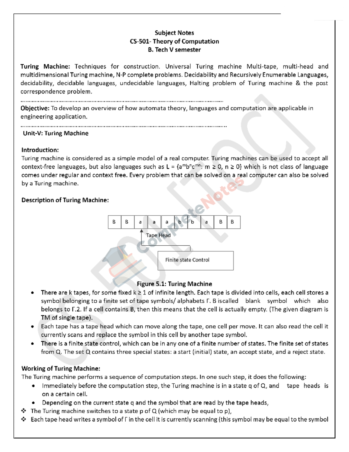 Unit 5 - Theory of Computation - unlocked - Subject Notes Theory of ...